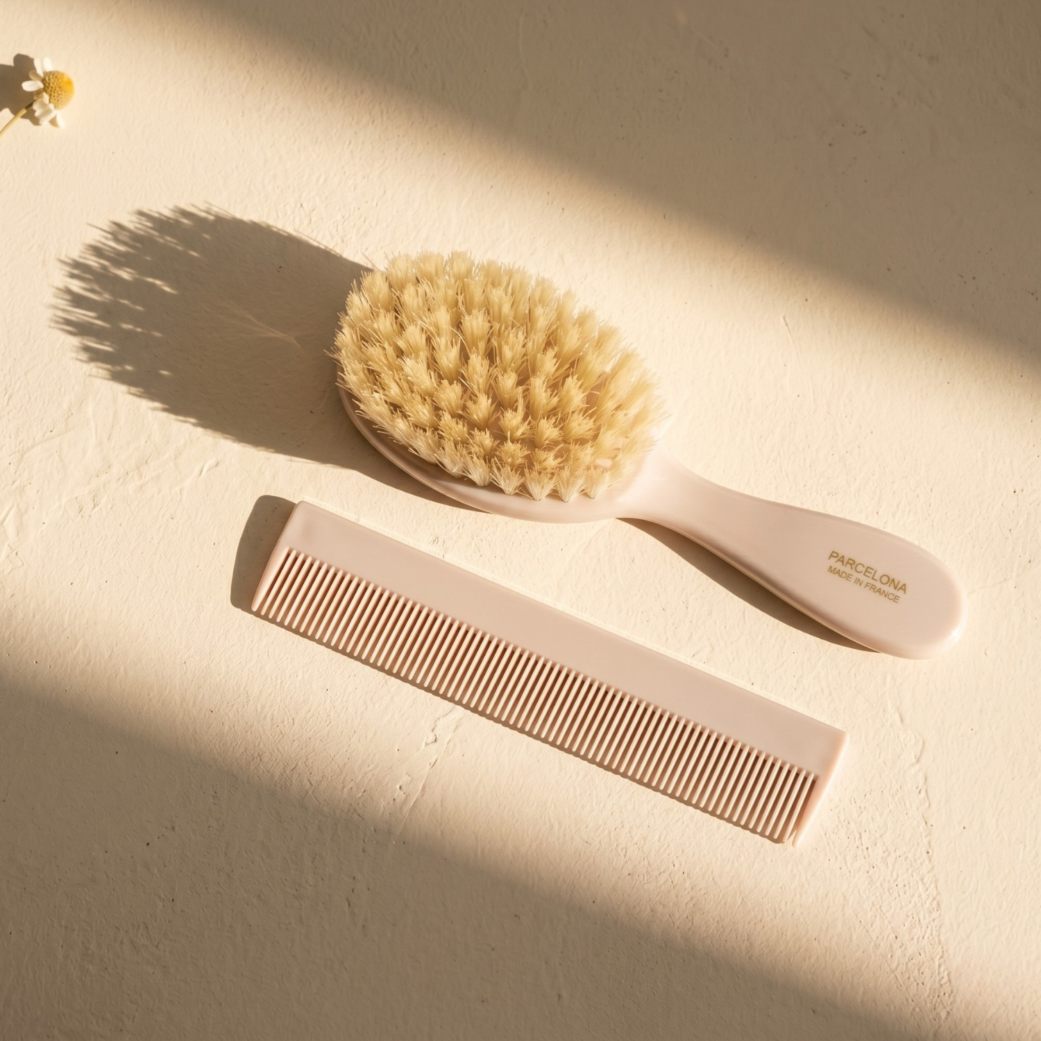 Parcelona French Grooming Combo 6” Cellulose Baby Brush and Comb for Toddlers
