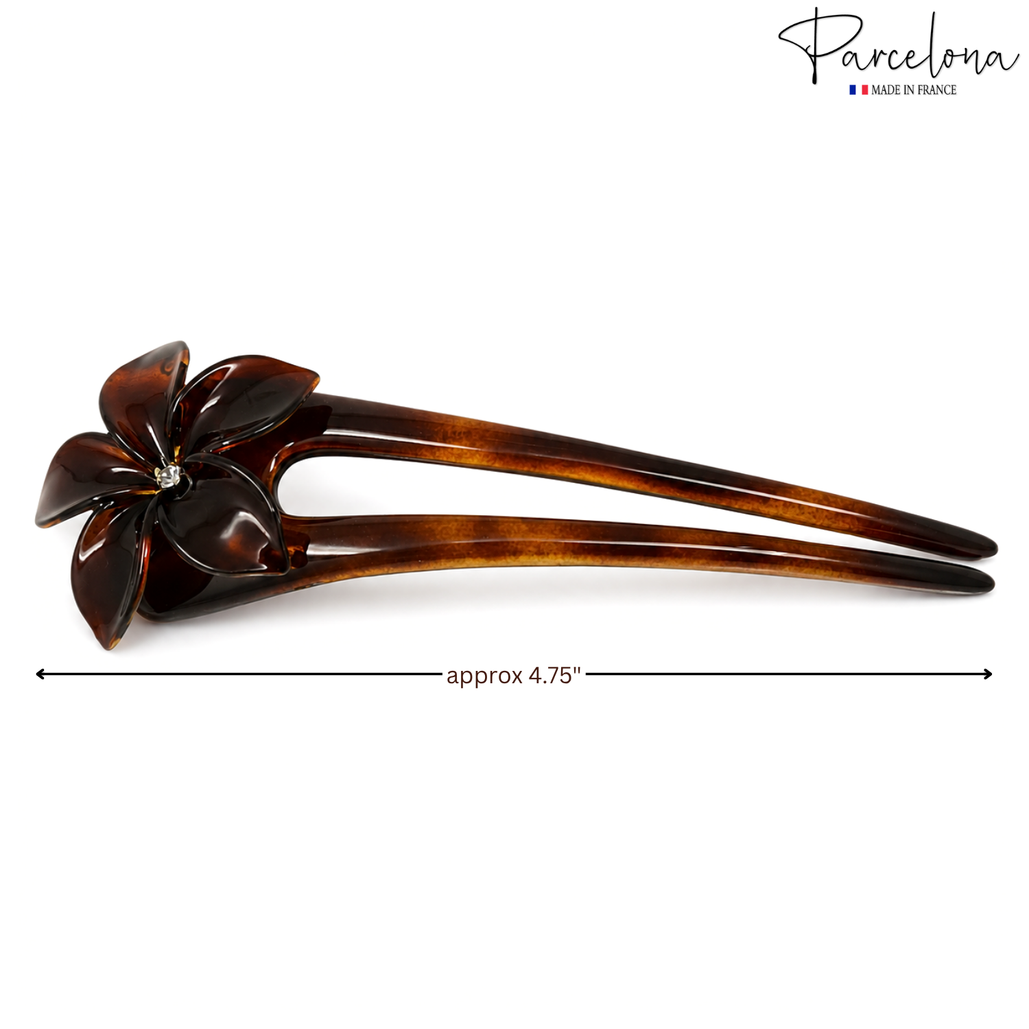 Parcelona French Belle Flower Shell Chignon Cellulose Hair U Stick Pin