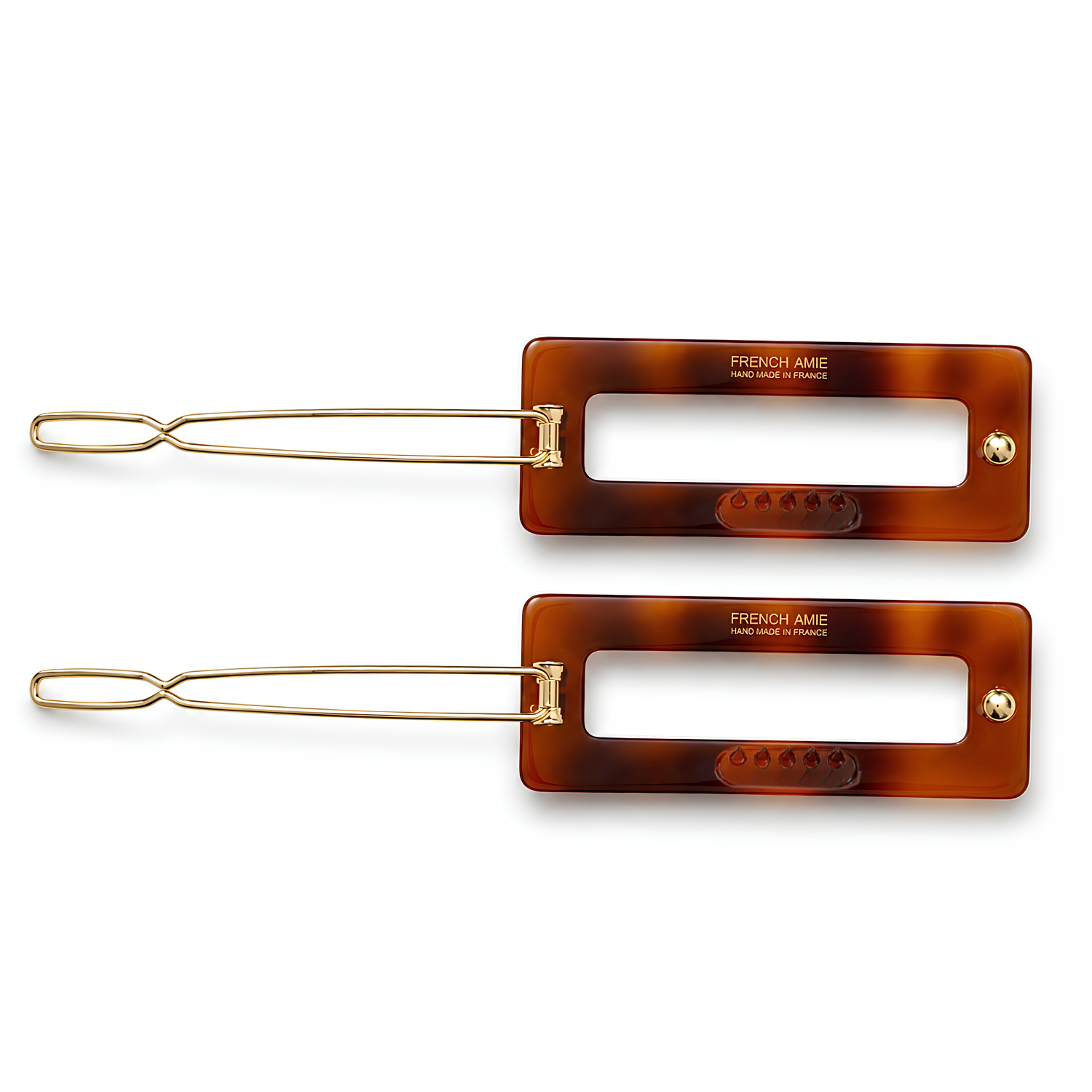 French Amie Small 2.25 Inch Open Window Rectangle Hair Barrette Clip Set of 2
