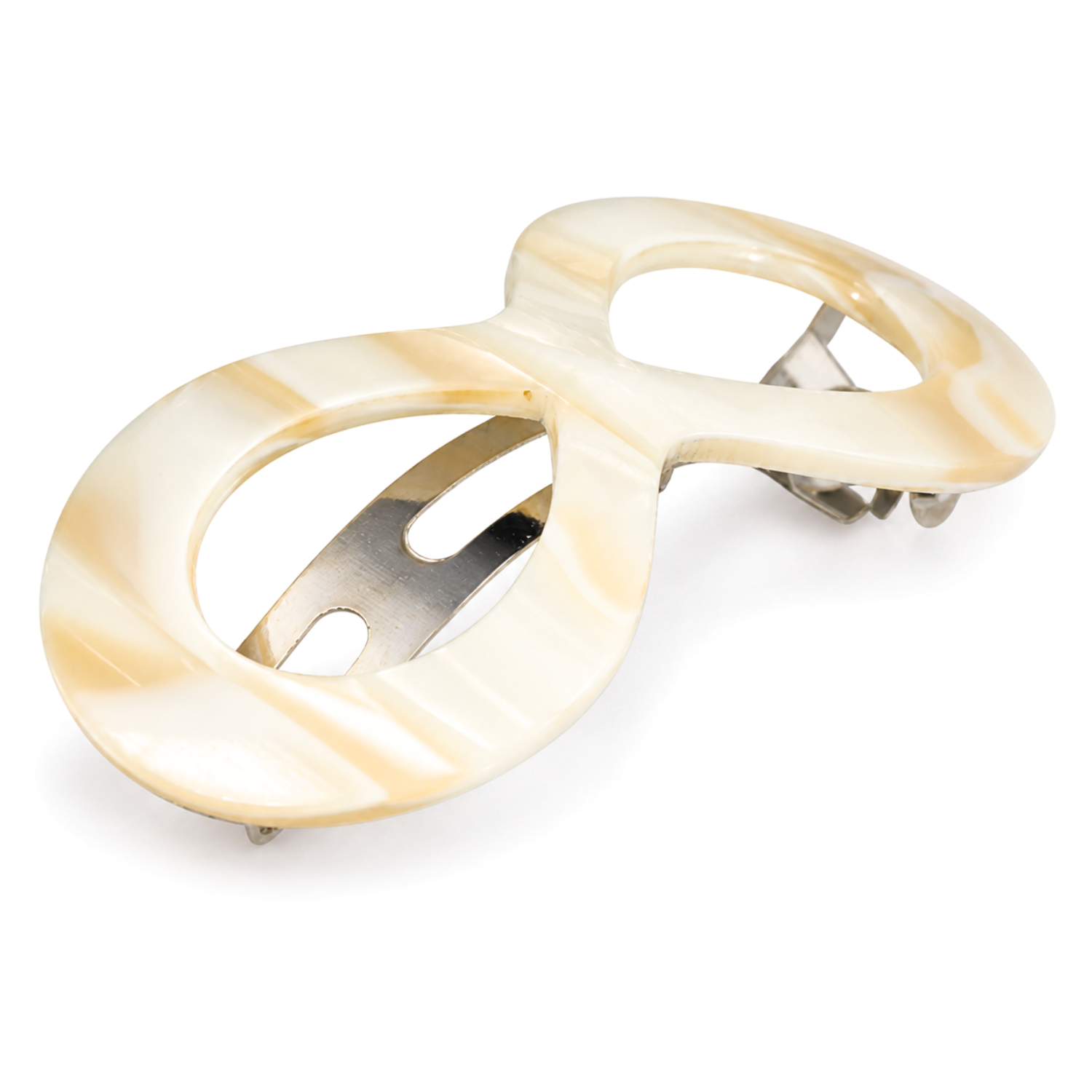 French Amie Infinity Loop Medium Hair Barrette 3" Cellulose Handmade Women Clip