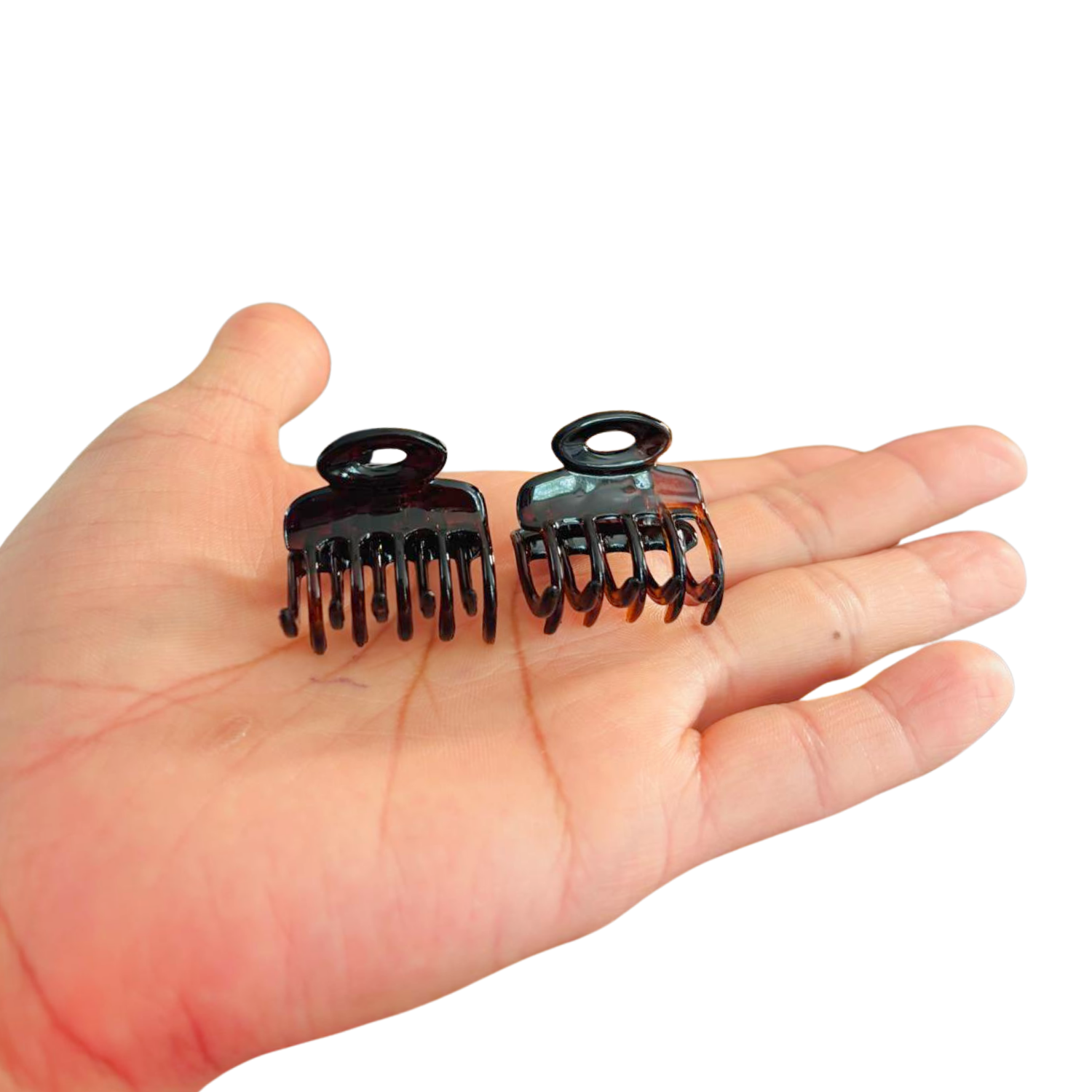 Parcelona Set of 2 Mini Tortoise Shell Hair Claw Clips 1.25" Women Girls