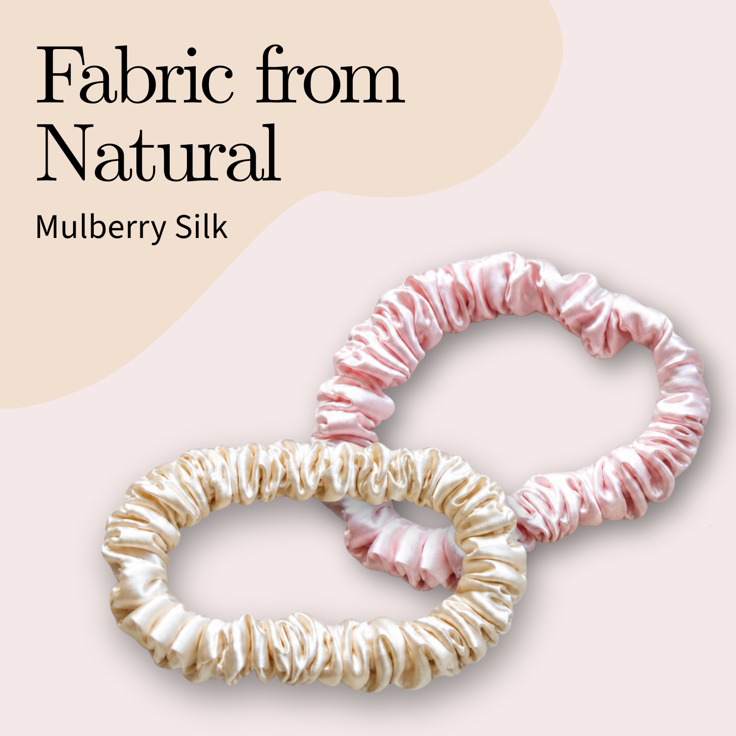 Moeni Natural Mulberry Silk Skinny Scrunchies Hair Ties No Crease Womens 2Pcs