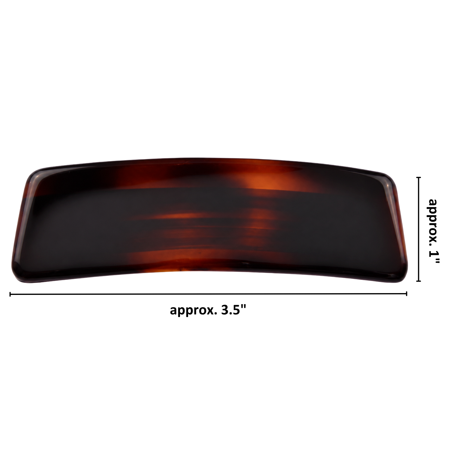 Parcelona Flat Rectangle 3.5" Tortoise Shell Hair Barrette Clip Women