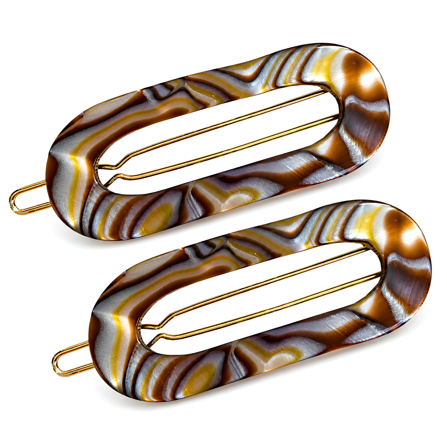French Amie Mini Oval 2” Cellulose Handmade Snap Tige Boule Hair Clips