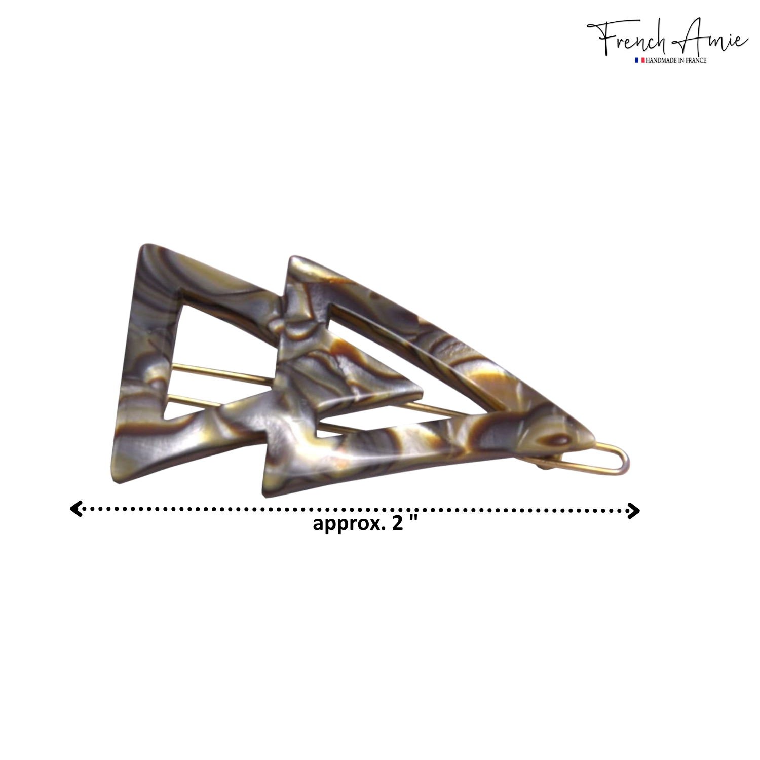 French Amie Pyramid Small Tokyo & Onyx Handmade Snap on Hair Pin Clips Barrette