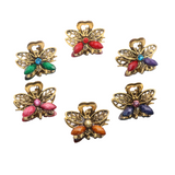 Moeni Mini Butterfly 3/4" Metal Crystal Set of 6 Jaw Claw Hair Clips