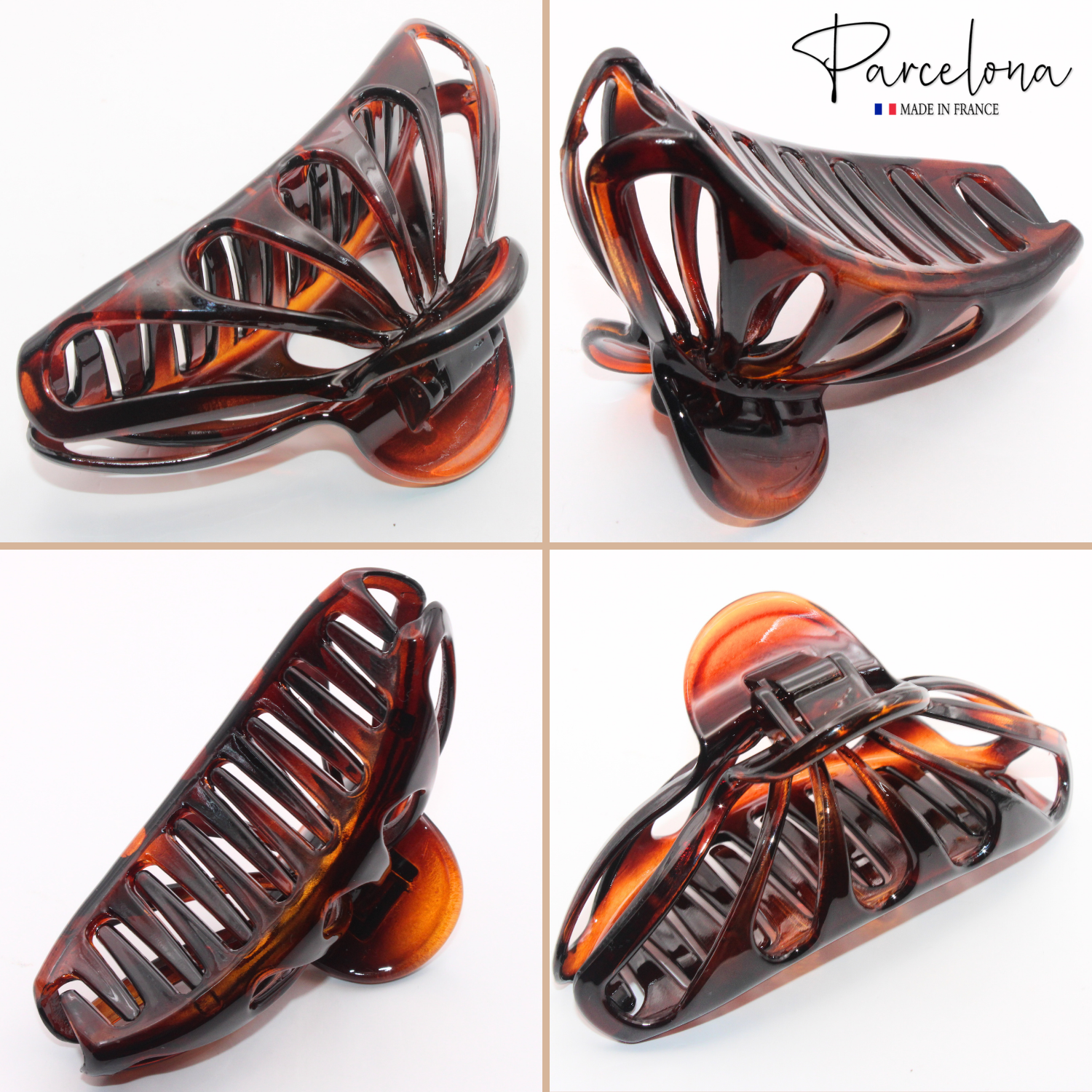 Parcelona French Rain Drop 4" Large Cellulose Jaw Hair Claw for Women