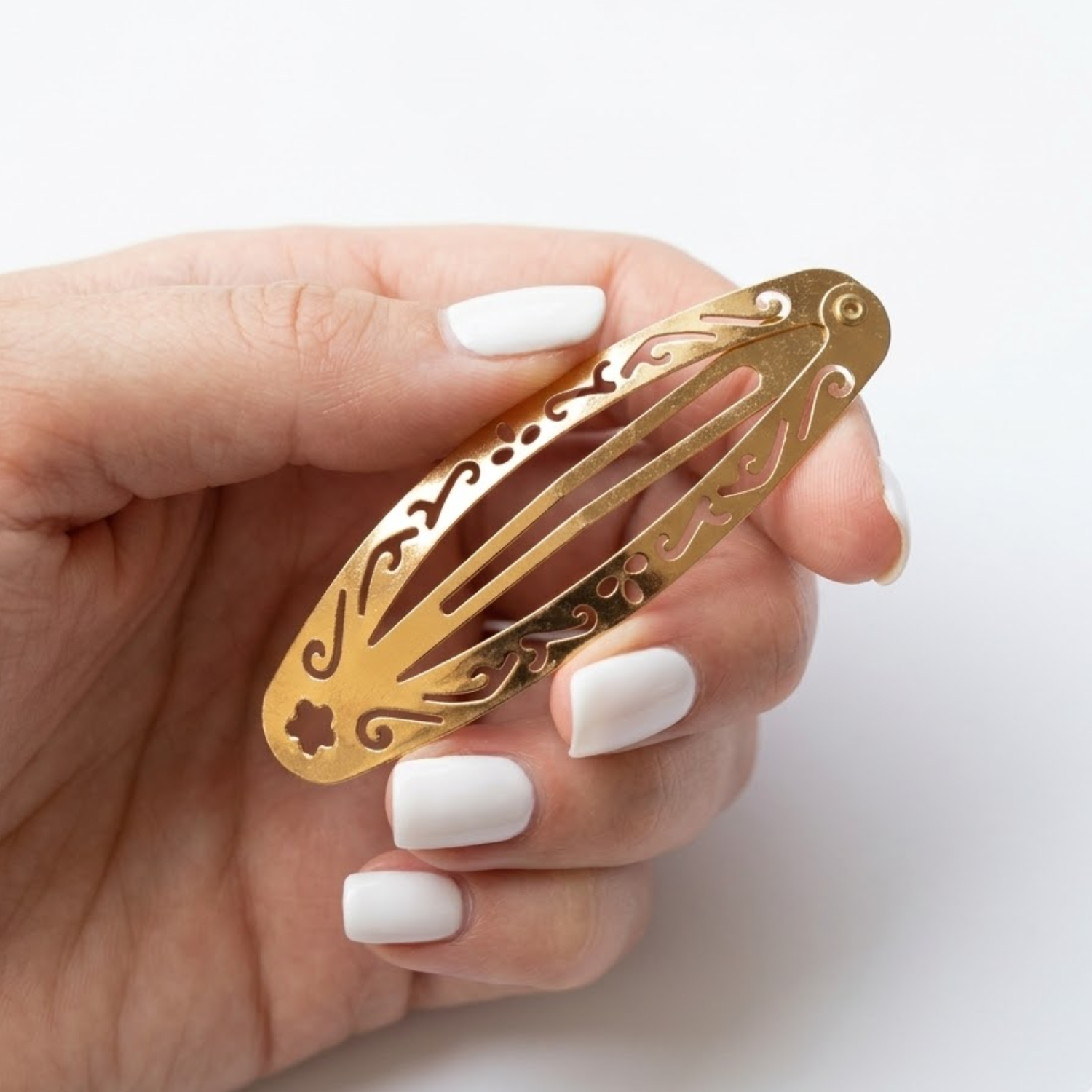Moeni Filigree Cutout 3.25" Large Metal Snap Hair Clips Barrettes Womens 4 Pack