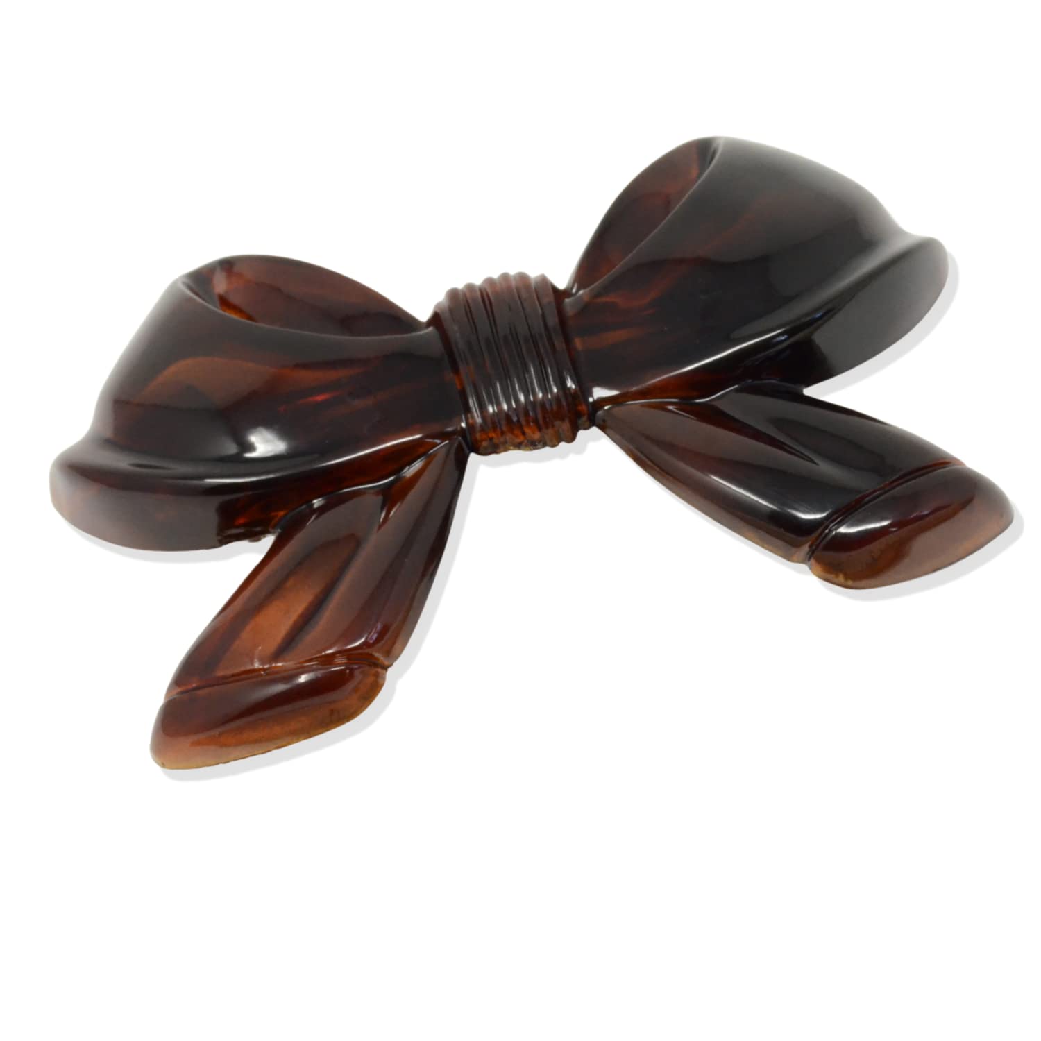 Parcelona French Ribbon Bow Shell Large Cellulose Hair Barrette for Women