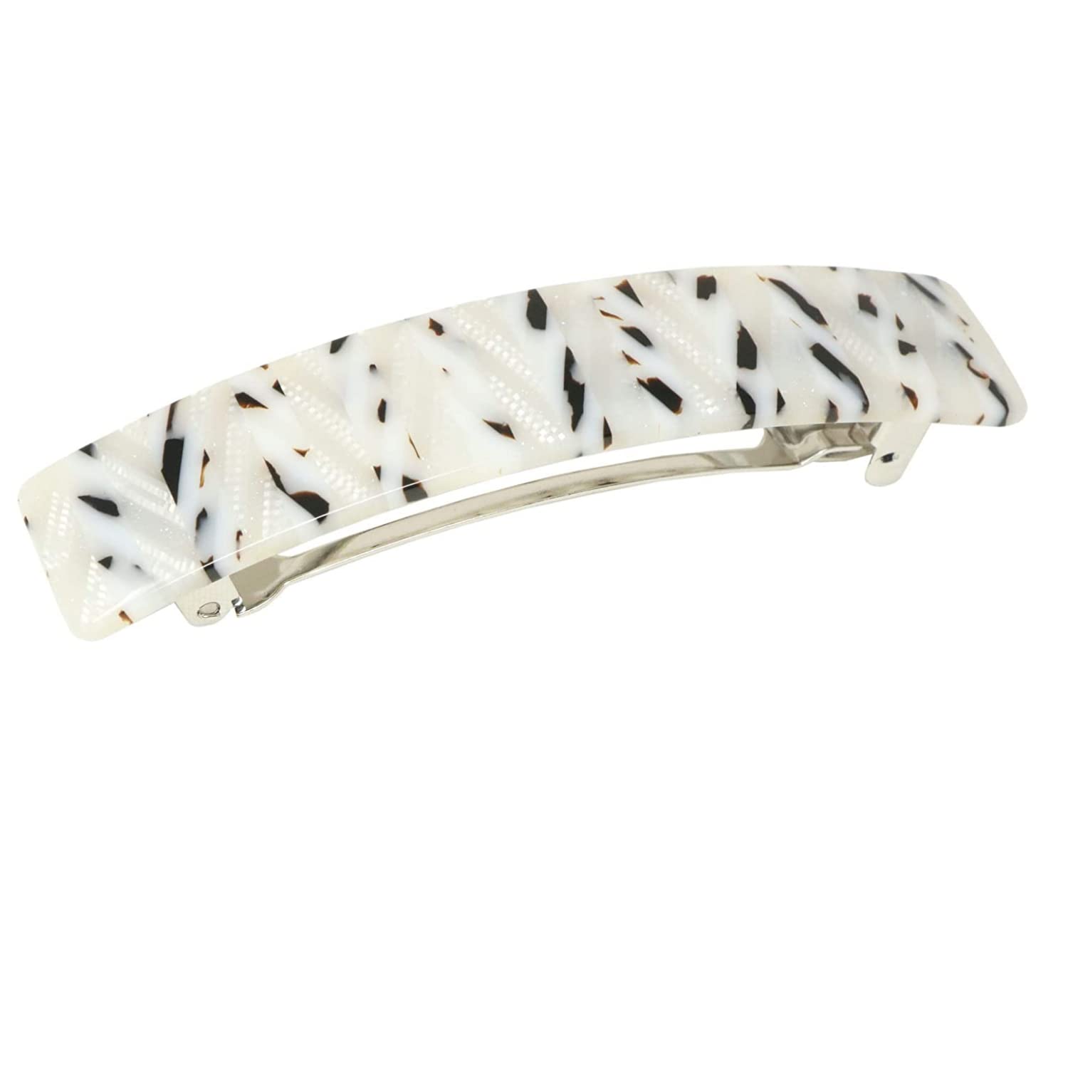 French Amie Oblong 3 1/2" Cellulose Handmade Automatic Hair Barrette for Women