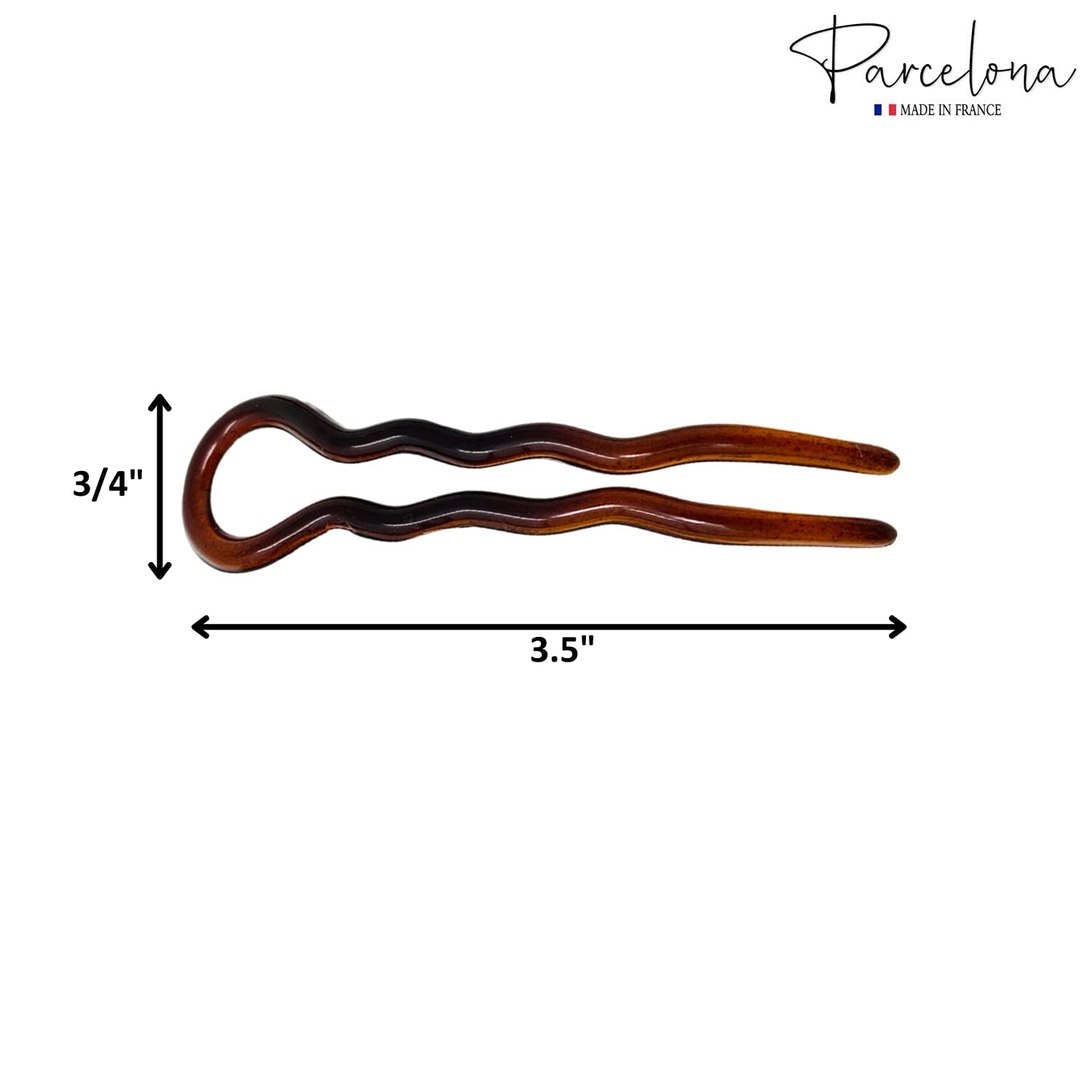 Parcelona French Sleek 3 1/2" Cellulose Wavy U Shaped Hair Pins for Women(3 Pcs)
