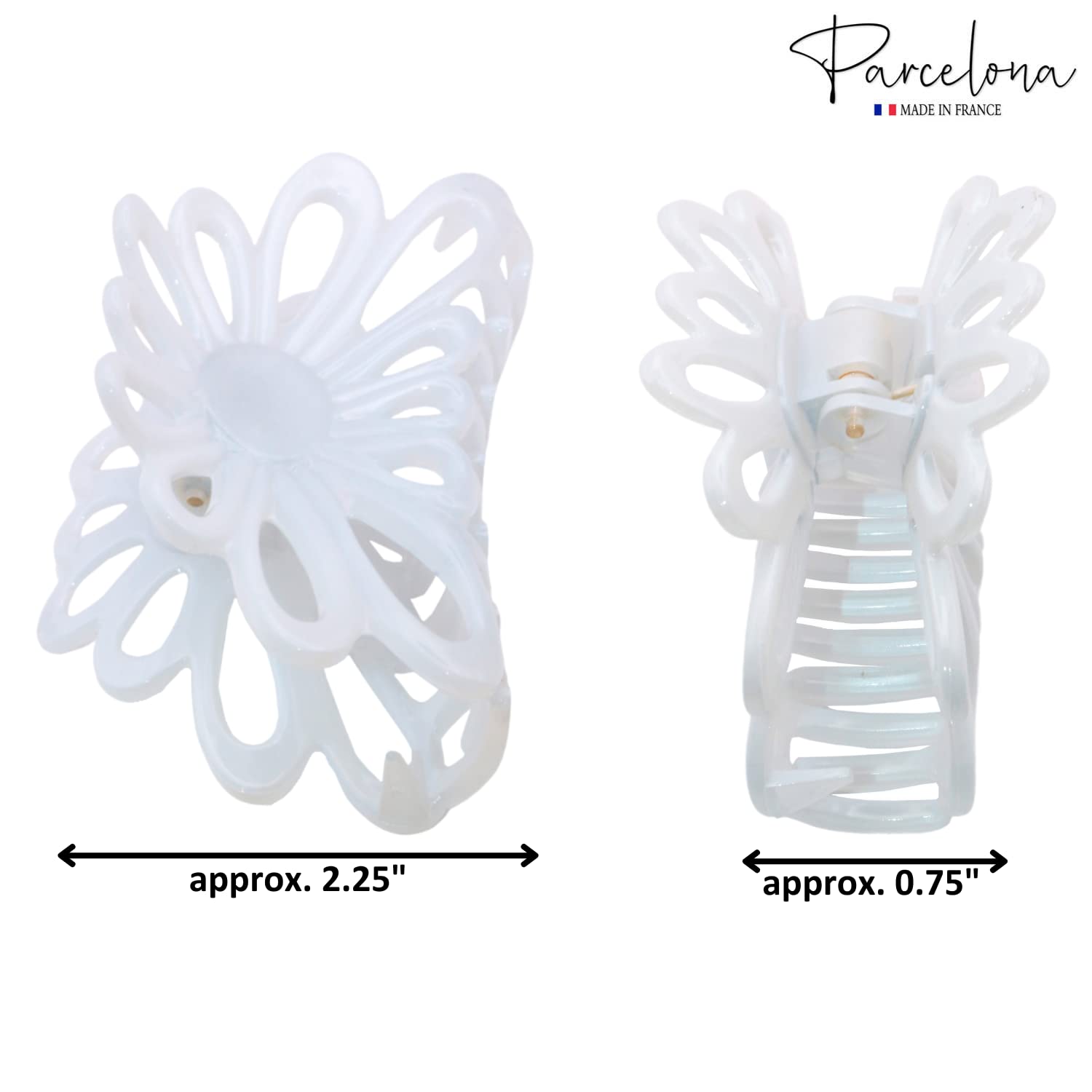 Parcelona French Plume Medium 3" Cellulose Acetate Hair Claw for Women and Girls