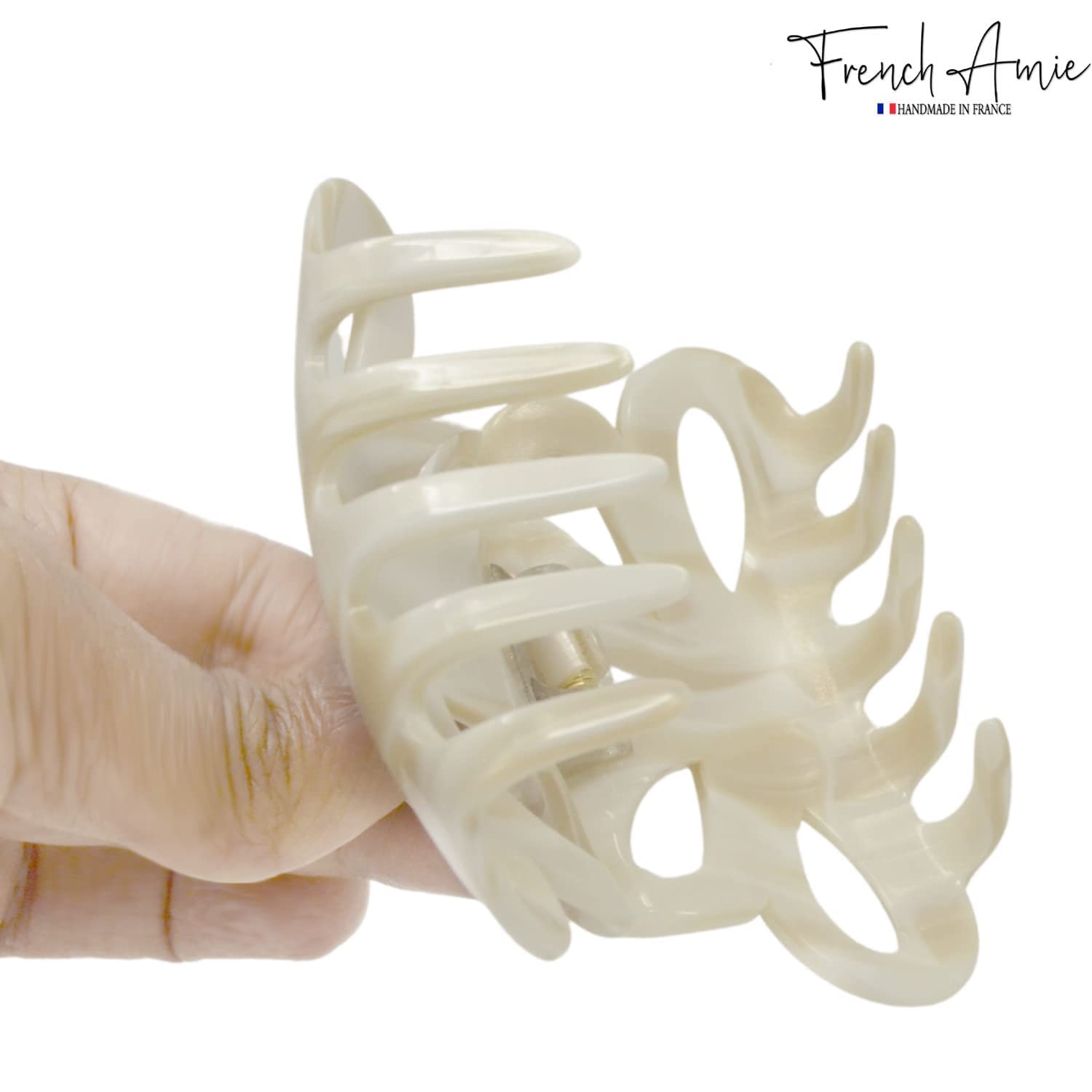 French Amie Flower Bloom 3" Handmade Cellulose No Slip Grip Hair Claw Clip