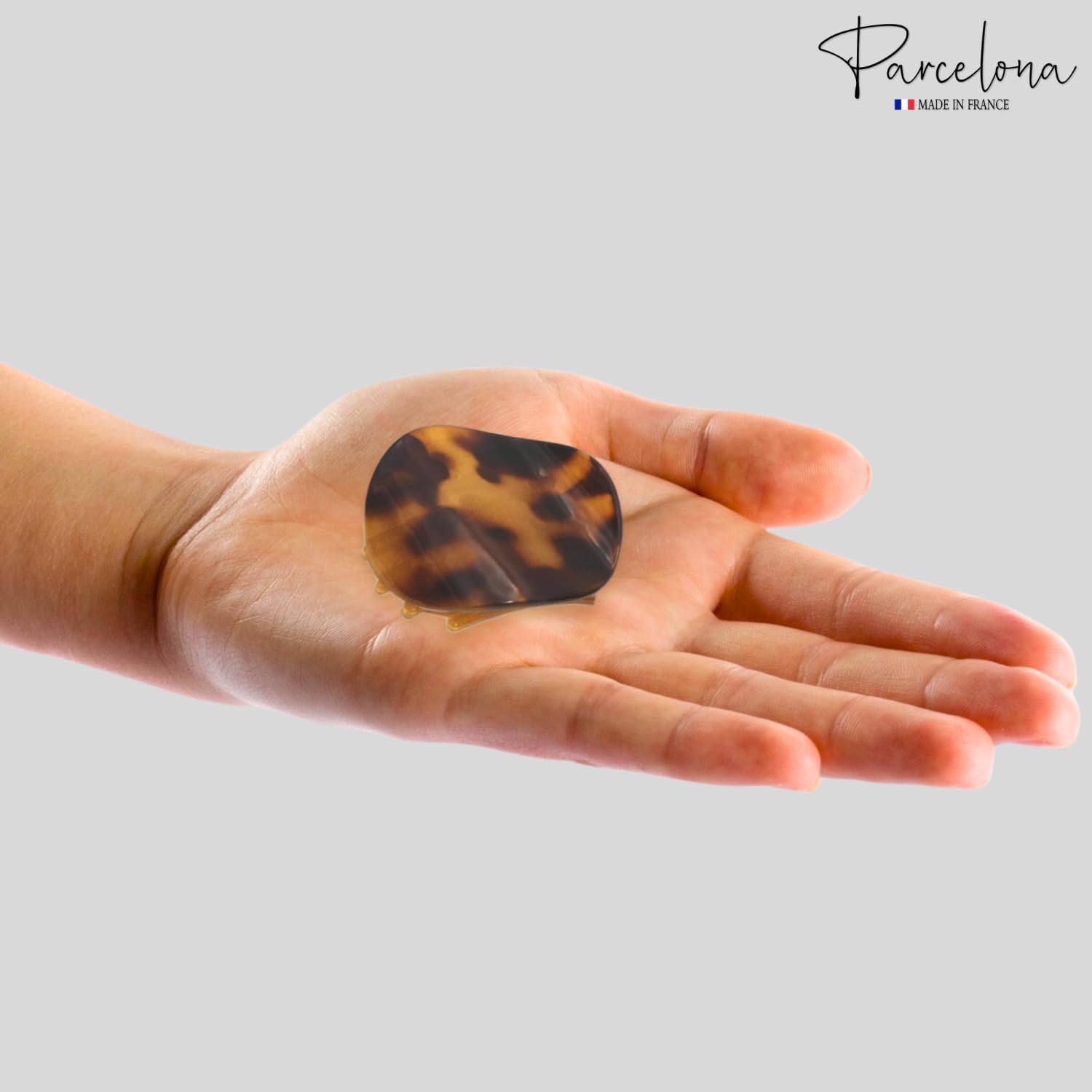 Parcelona French Onde Shell Black Savana Small Cellulose Side Hair Claw 3 Pieces