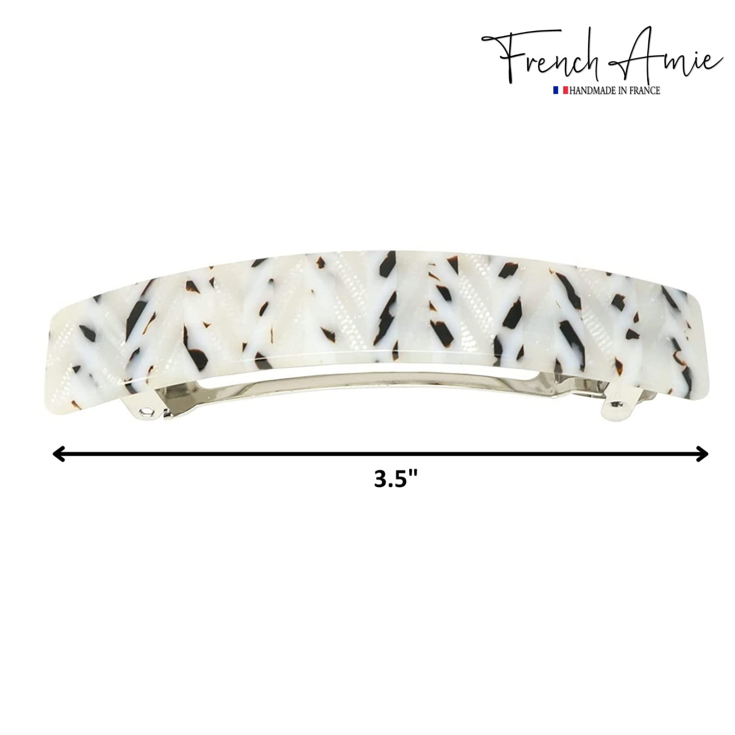 French Amie Oblong 3 1/2" Cellulose Handmade Automatic Hair Barrette for Women