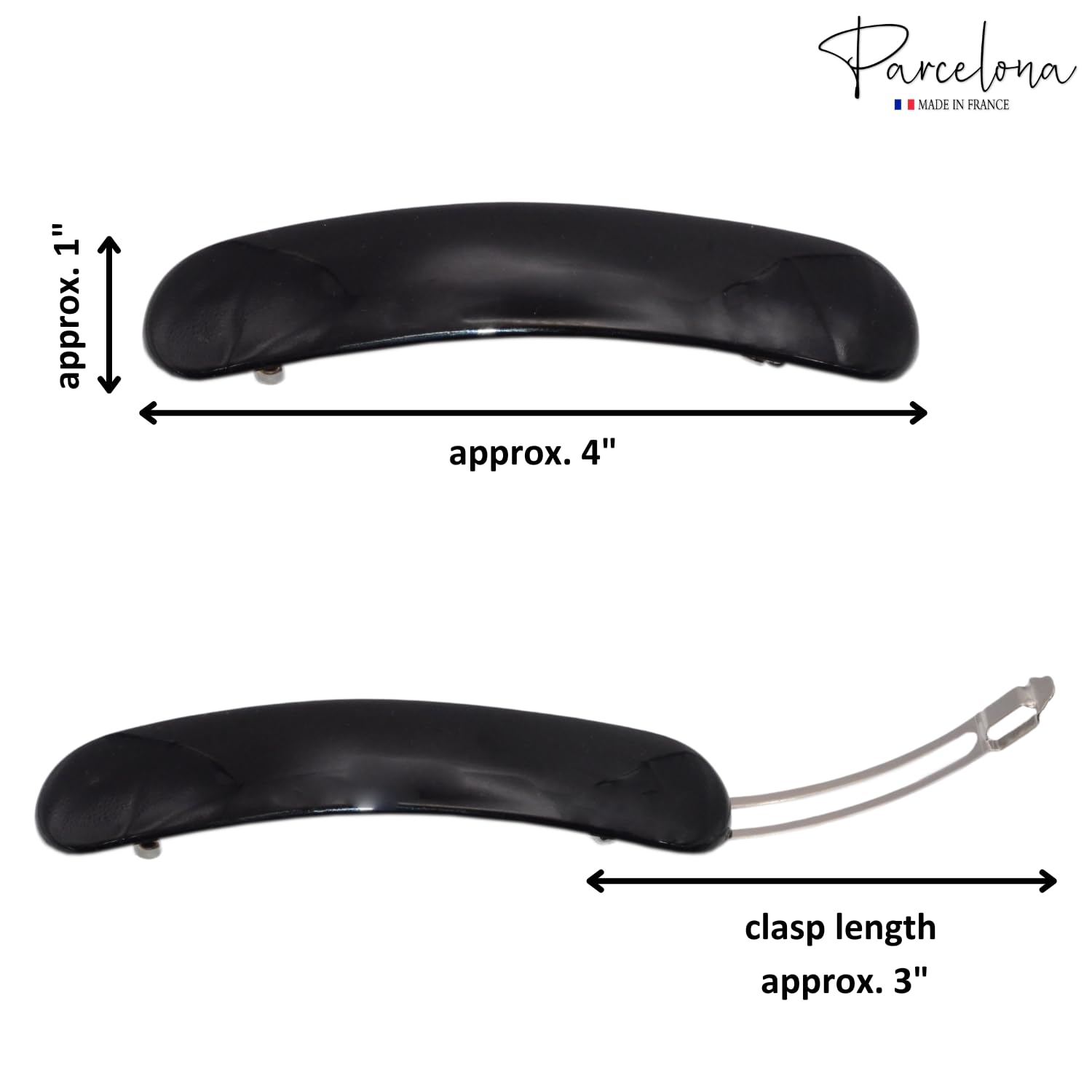Parcelona French Elegant Duo Large Cellulose Hair Barrette for Women and Girls