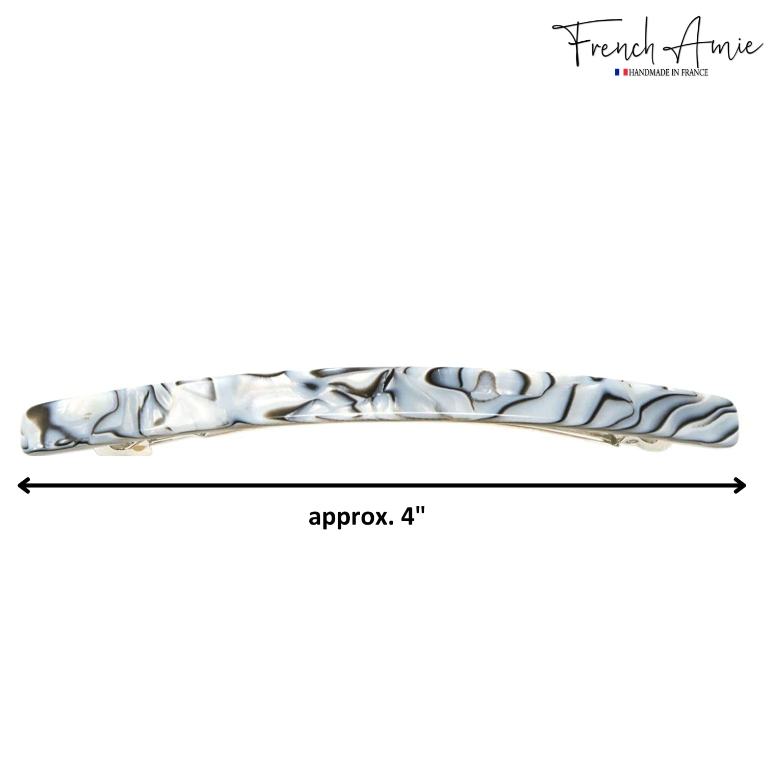 French Amie Long And Thin Large 4” Cellulose Handmade Hair Clip Barrette
