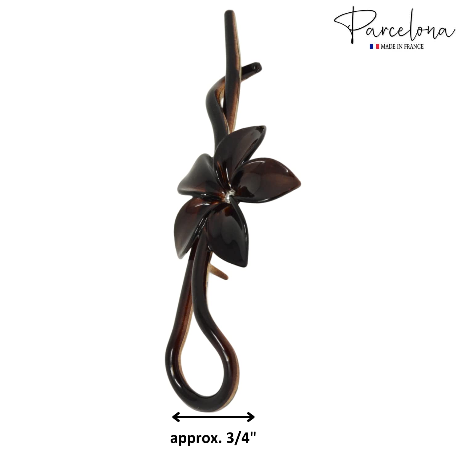 Parcelona French Large 4" Crystal Flower Cellulose Twist and Clip Hair Barrette