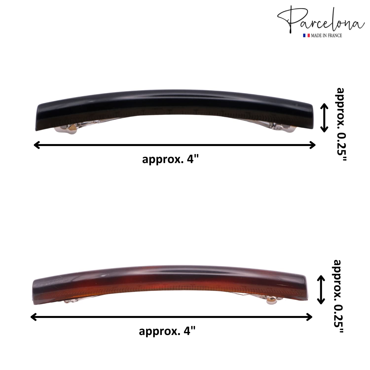 Parcelona French Long Narrow Large Automatic Cellulose Hair Barrette Set of 2