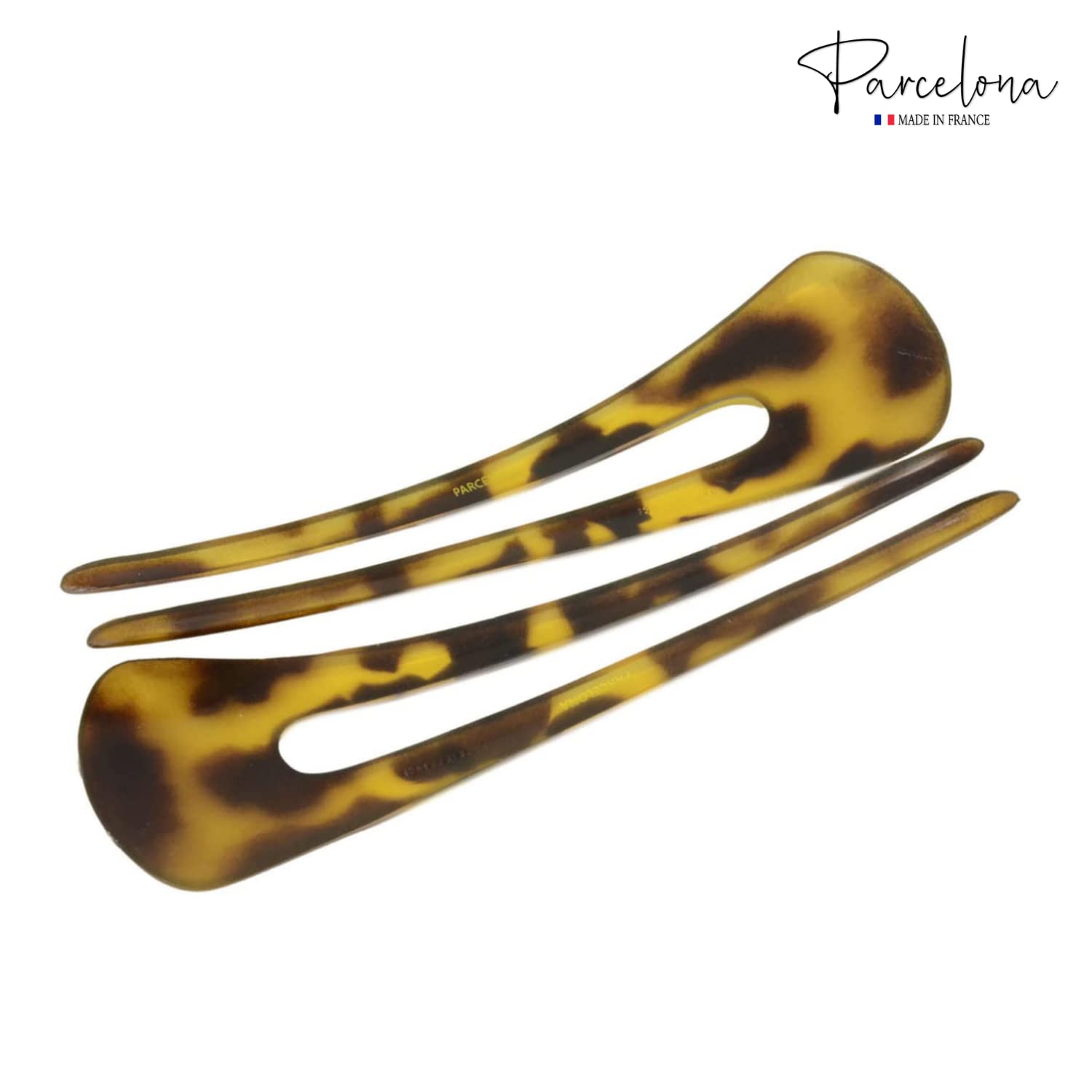 Parcelona French Long Duo Large Cellulose Chignon Hair Bun Pins for Women(2 Pcs)