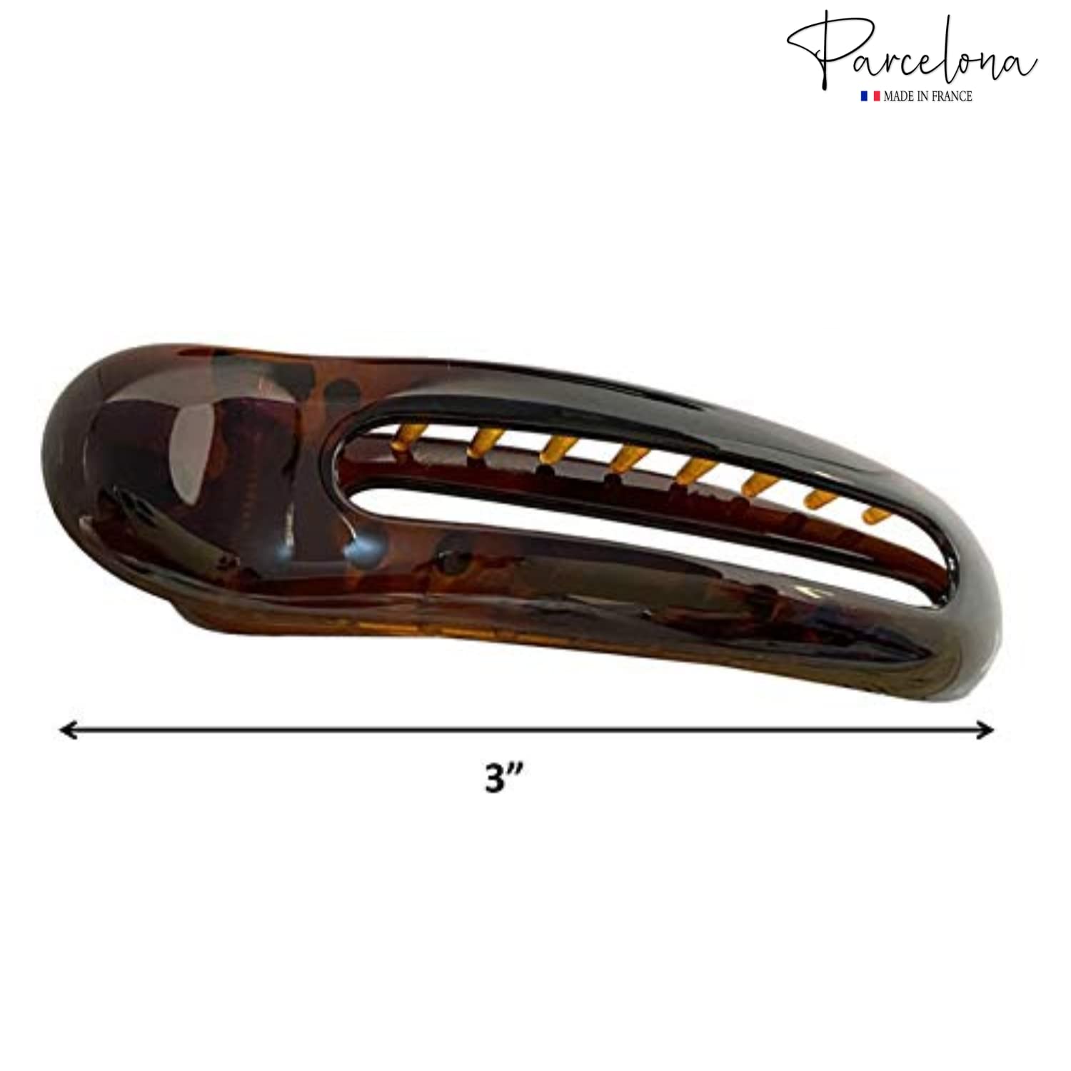 Parcelona French Oval Slider Small 3" Cellulose Side Hair Claw Clips(2 Pcs)