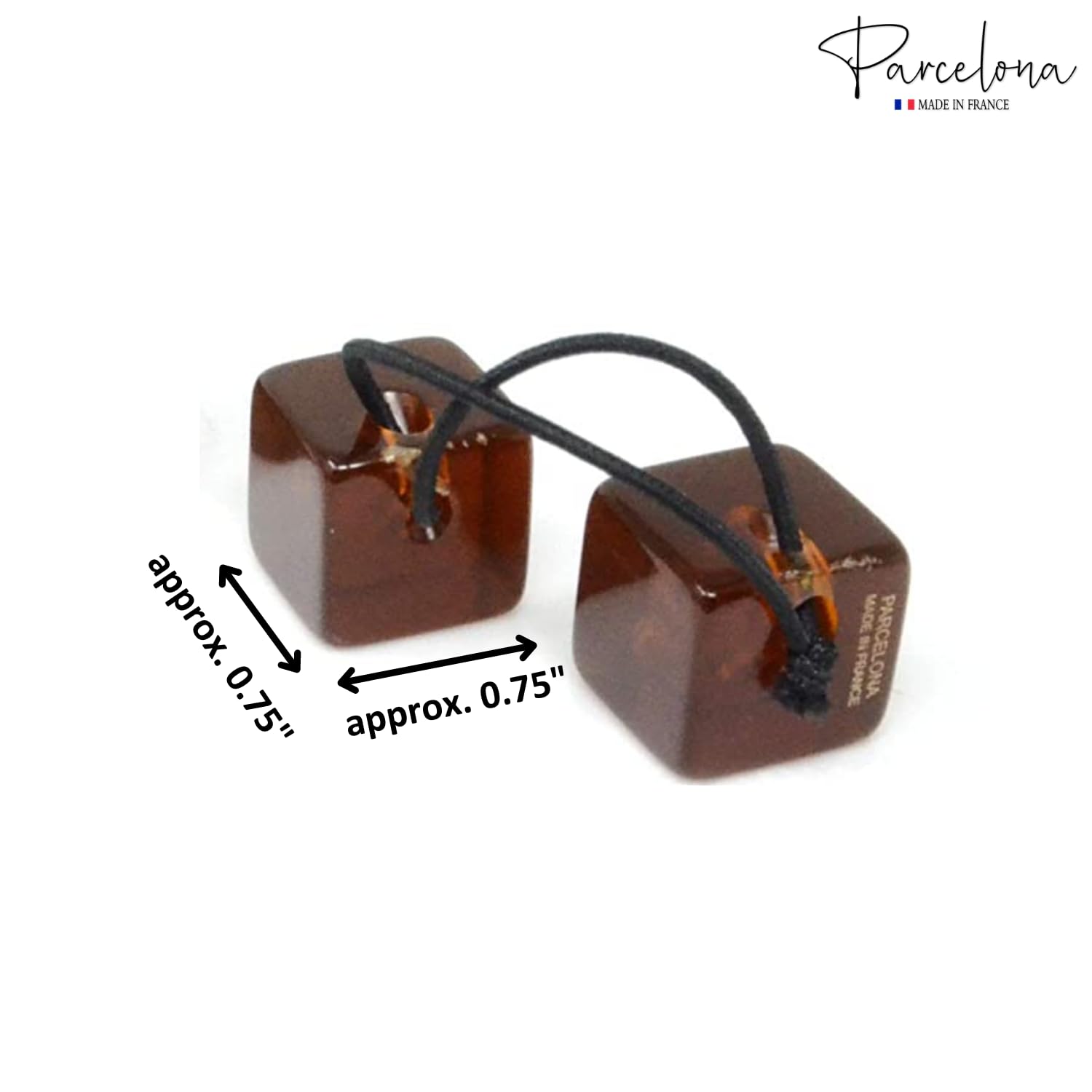 Parcelona French Twin Cube Small Cellulose Acetate Elastic Hair Ties (2 Pcs)