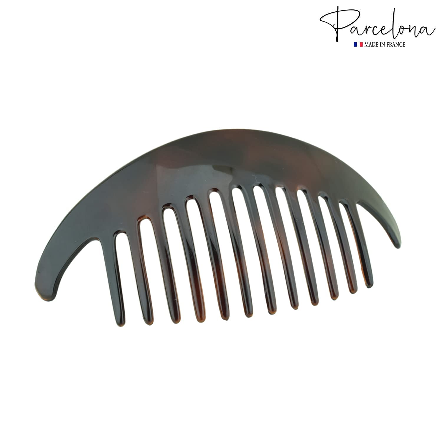 Parcelona French Alice Large Cellulose 12 Teeth Side Hair Combs for Women 2 Pcs
