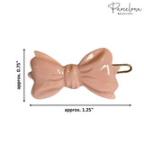 Parcelona French Ribbon Bow Small Celluloid Side Hair Barrettes for Women & Girls
