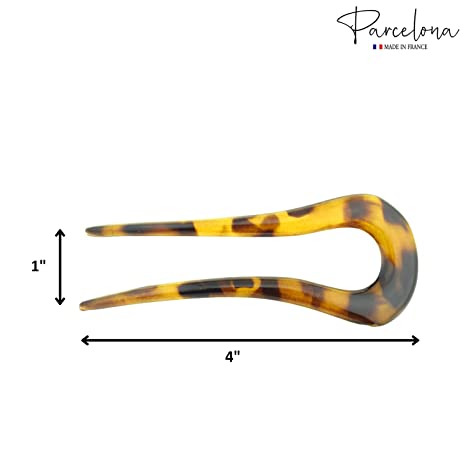 Parcelona French Curved U Large Cellulose Chignon Wavy Hair Stick for Women
