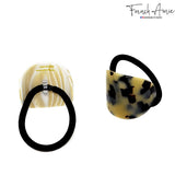 French Amie Curve Oval Celluloid Handmade Ponytail Elastic Hair Tie for Women