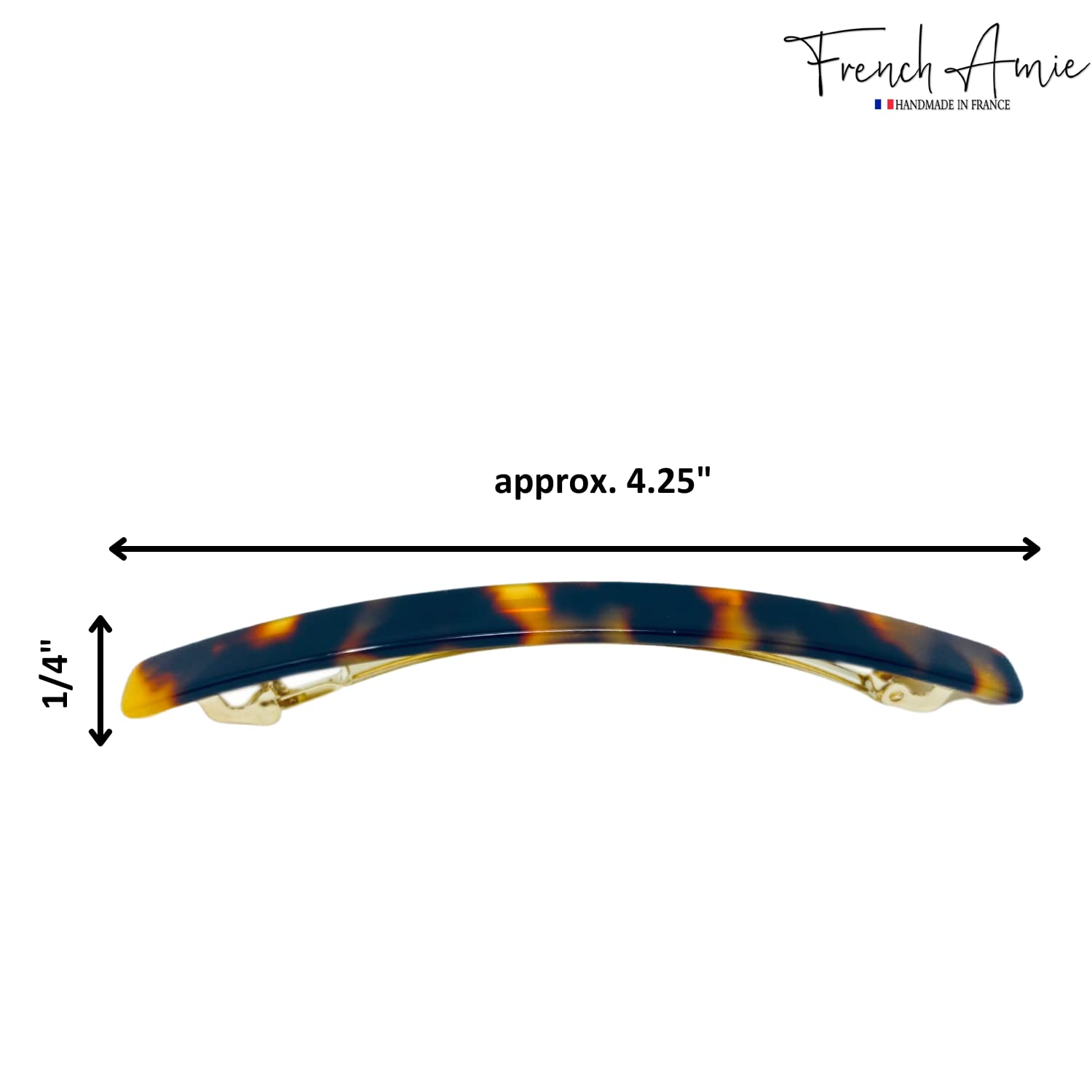 French Amie Long & Skinny Bar Large 4 1/4" Cellulose Acetate Hair Barrette Clip