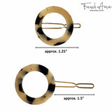 French Amie Mini Circle 1 ¼” Hair Clip - Snap Tige Boule Women Barrette Set Of 2