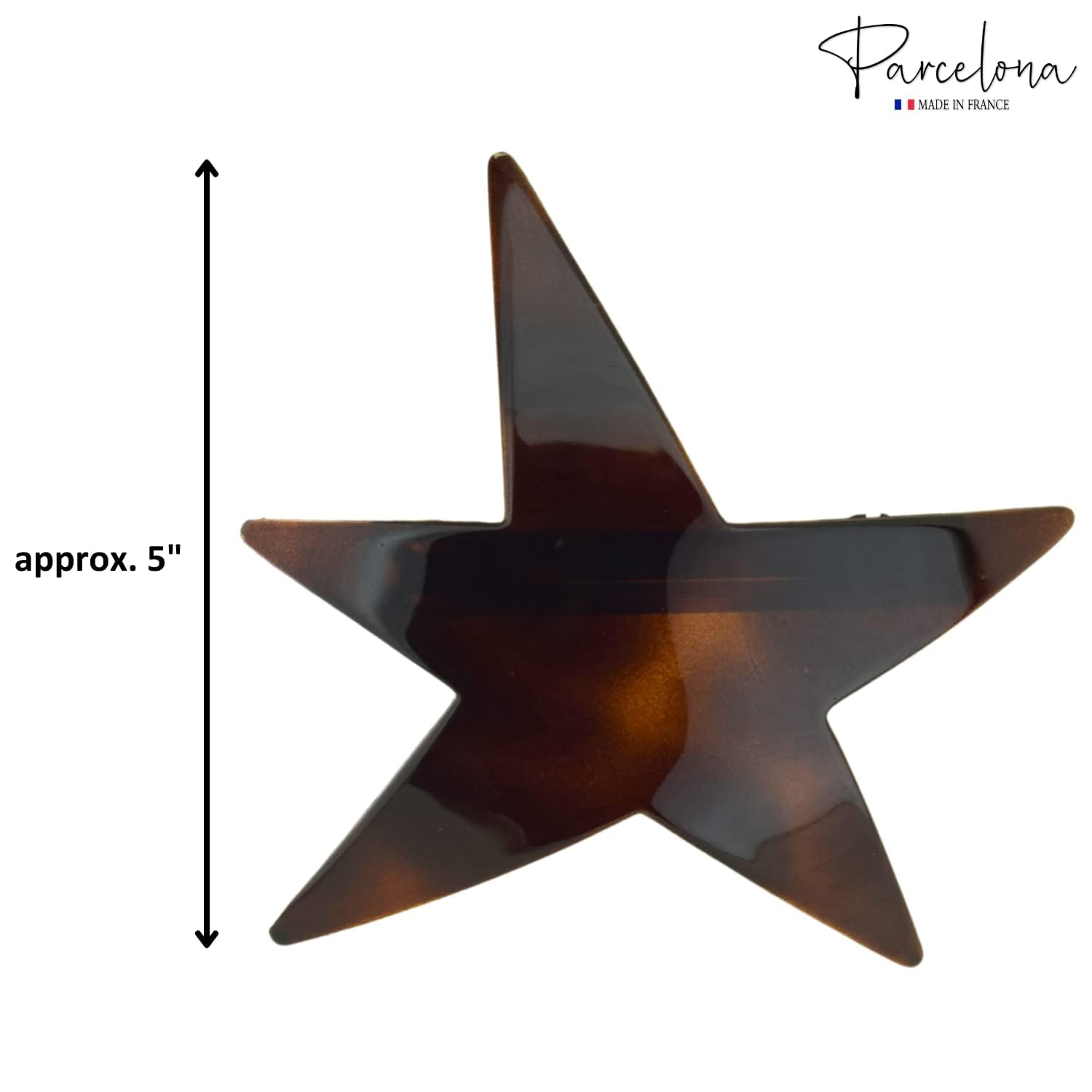 Parcelona French Star Large Shell Brown Cellulose Strong Grip Hair Clip Barrette