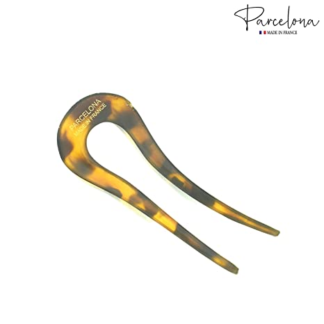 Parcelona French Curved U Large Cellulose Chignon Wavy Hair Stick for Women