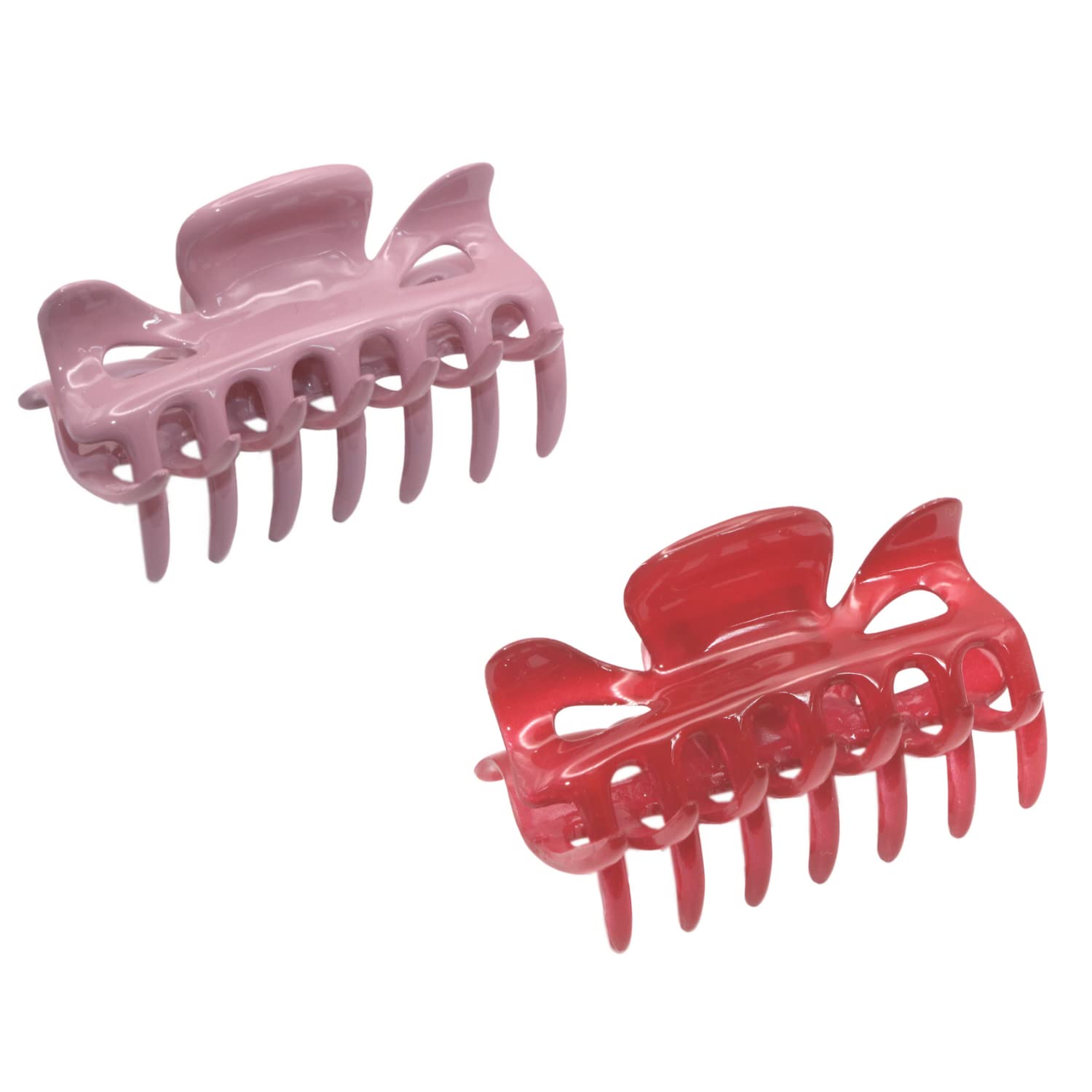 Parcelona French Classic Small 2.5" Celluloid Set of 2 Jaw Hair Claws for Women