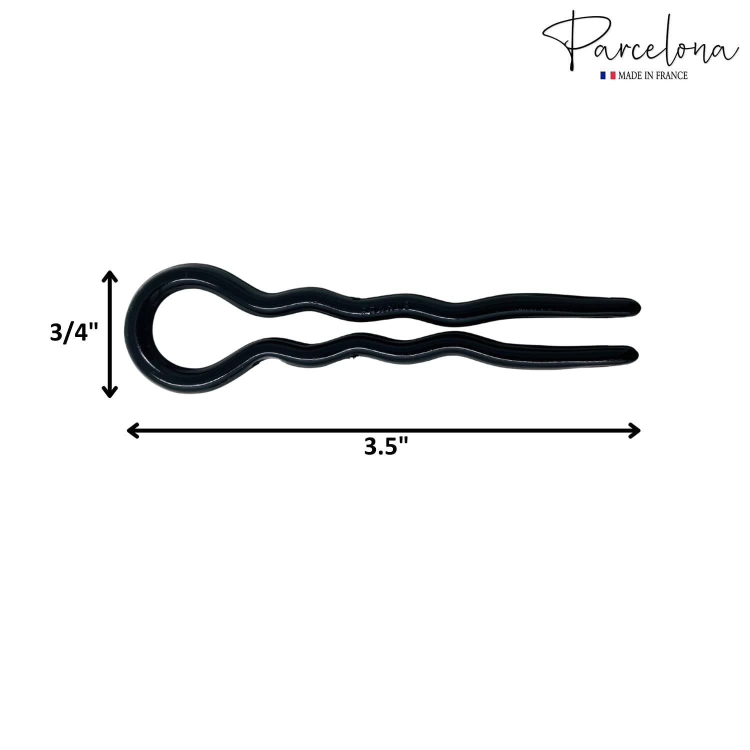 Parcelona French Sleek 3 1/2" Cellulose Wavy U Shaped Hair Pins for Women(3 Pcs)