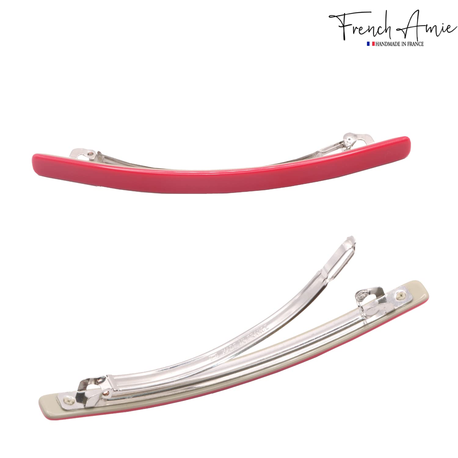 French Amie Long And Thin Large 4” Cellulose Handmade Hair Clip Barrette