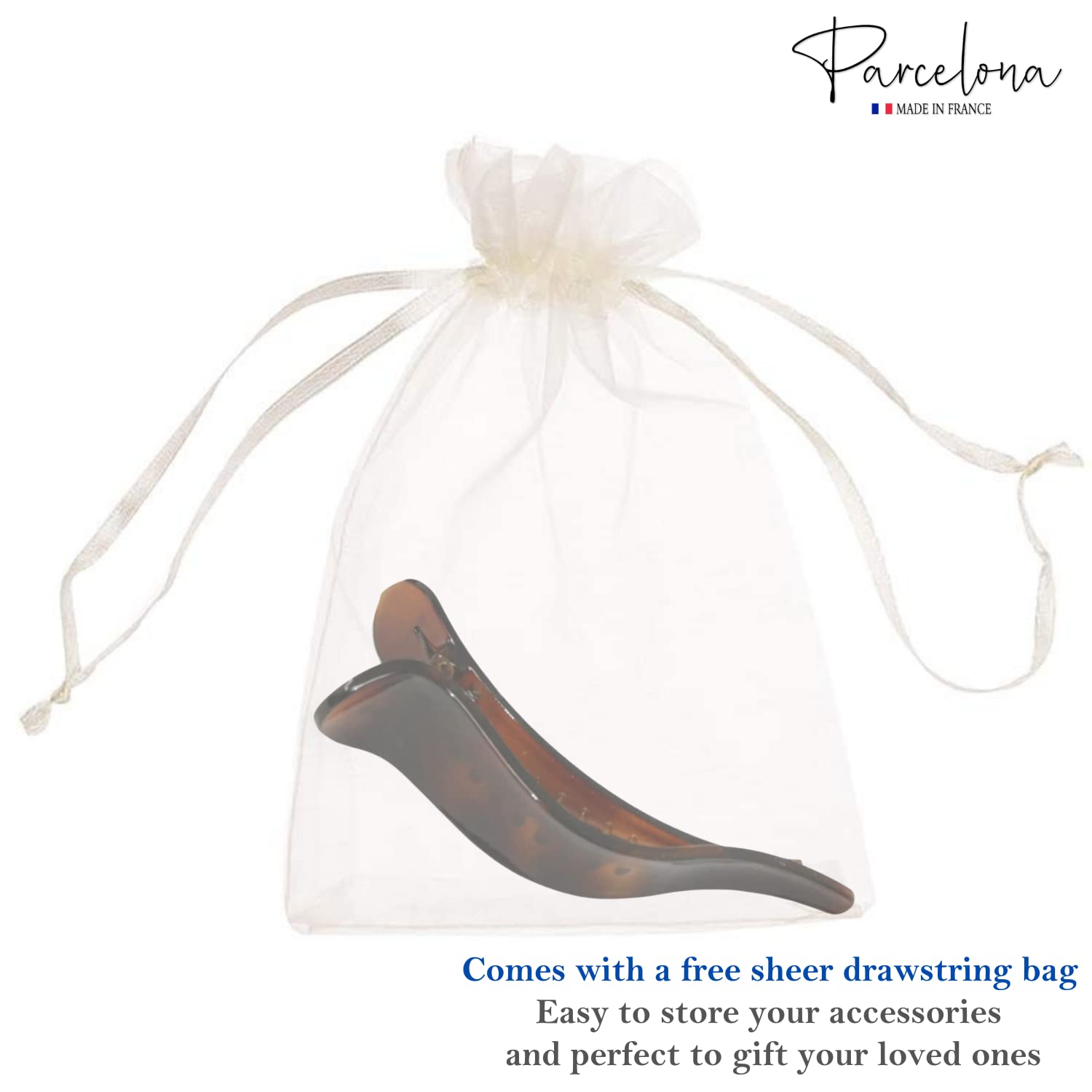 Parcelona French Brill Beak Large Cellulose Slide in Claw Clip Clamp for Women