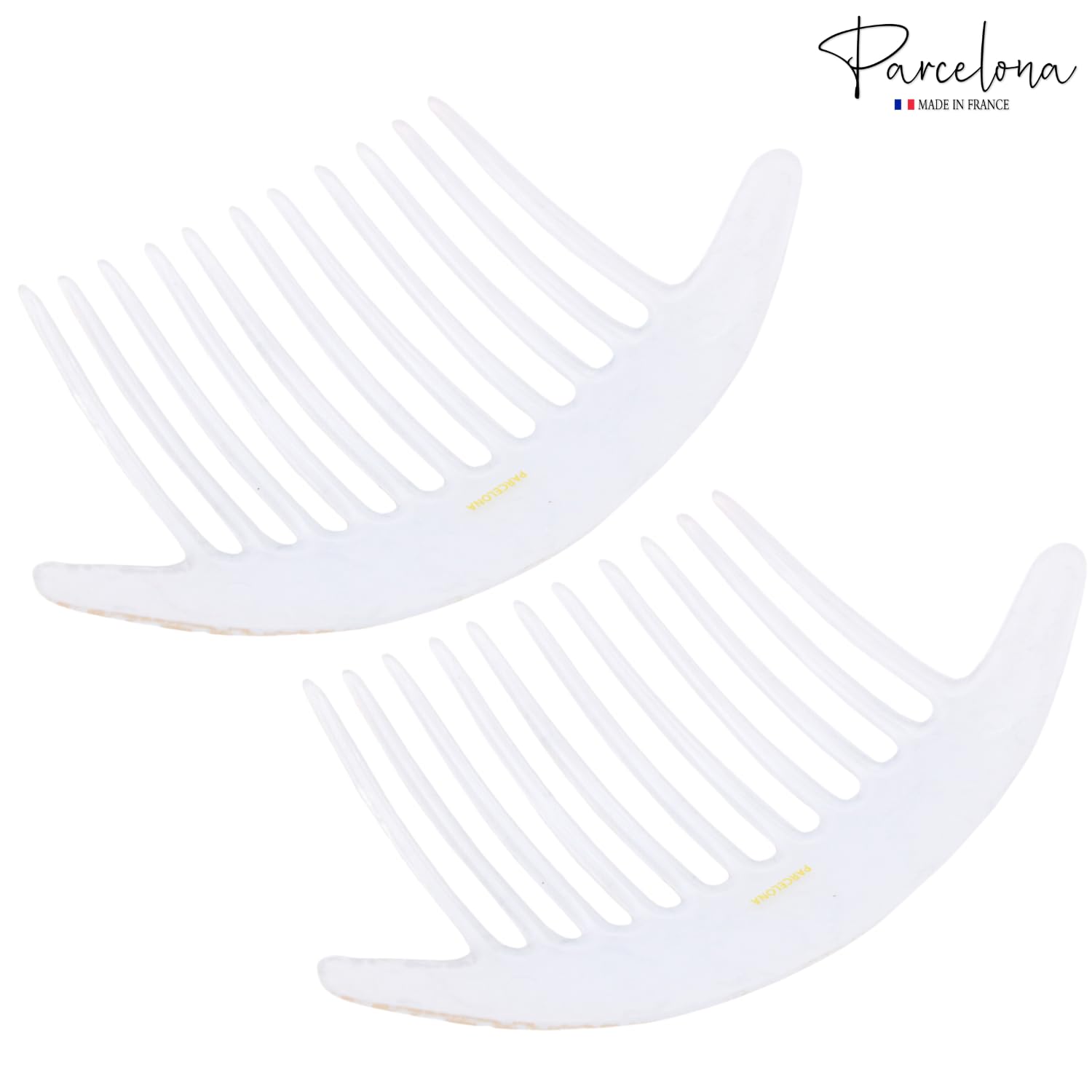 Parcelona French Tapered Edge 11 Teeth Side Hair Combs for Women & Girls (2Pcs)