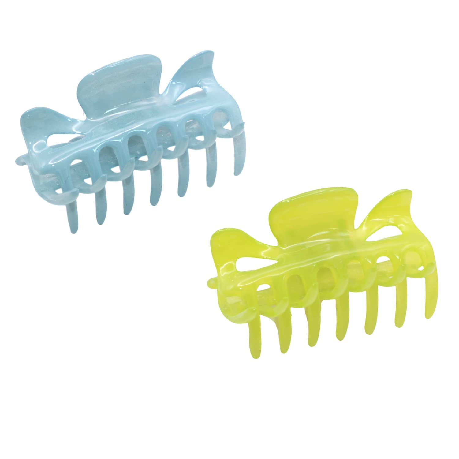Parcelona French Classic Small 2.5" Celluloid Set of 2 Jaw Hair Claws for Women