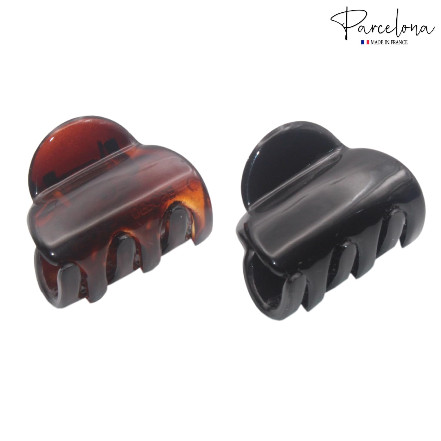 Parcelona French Chic Duo Small 1 1/4" Cellulose Hair Claw for Women and Girls