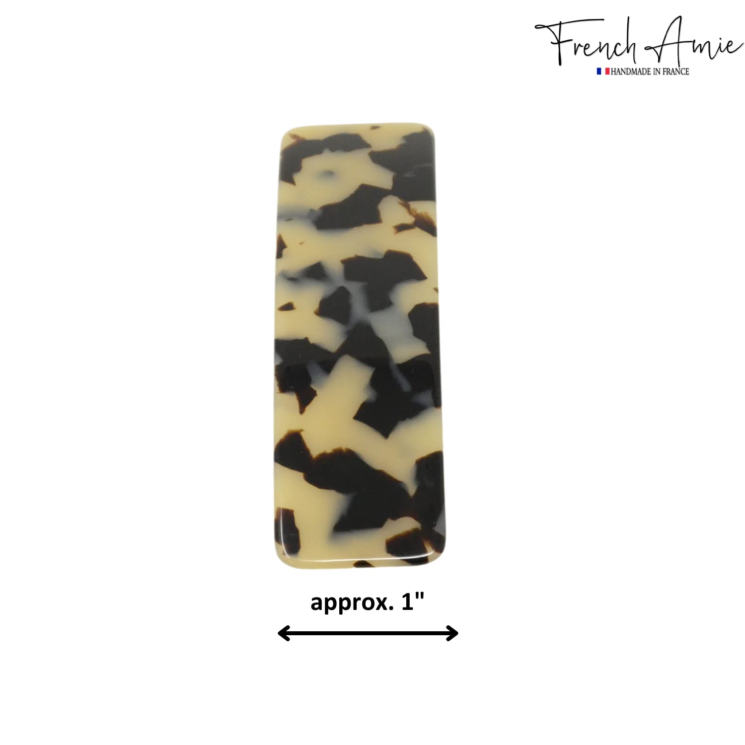 French Amie Rectangular White Tokyo Cellulose Handmade Automatic Hair Barrette