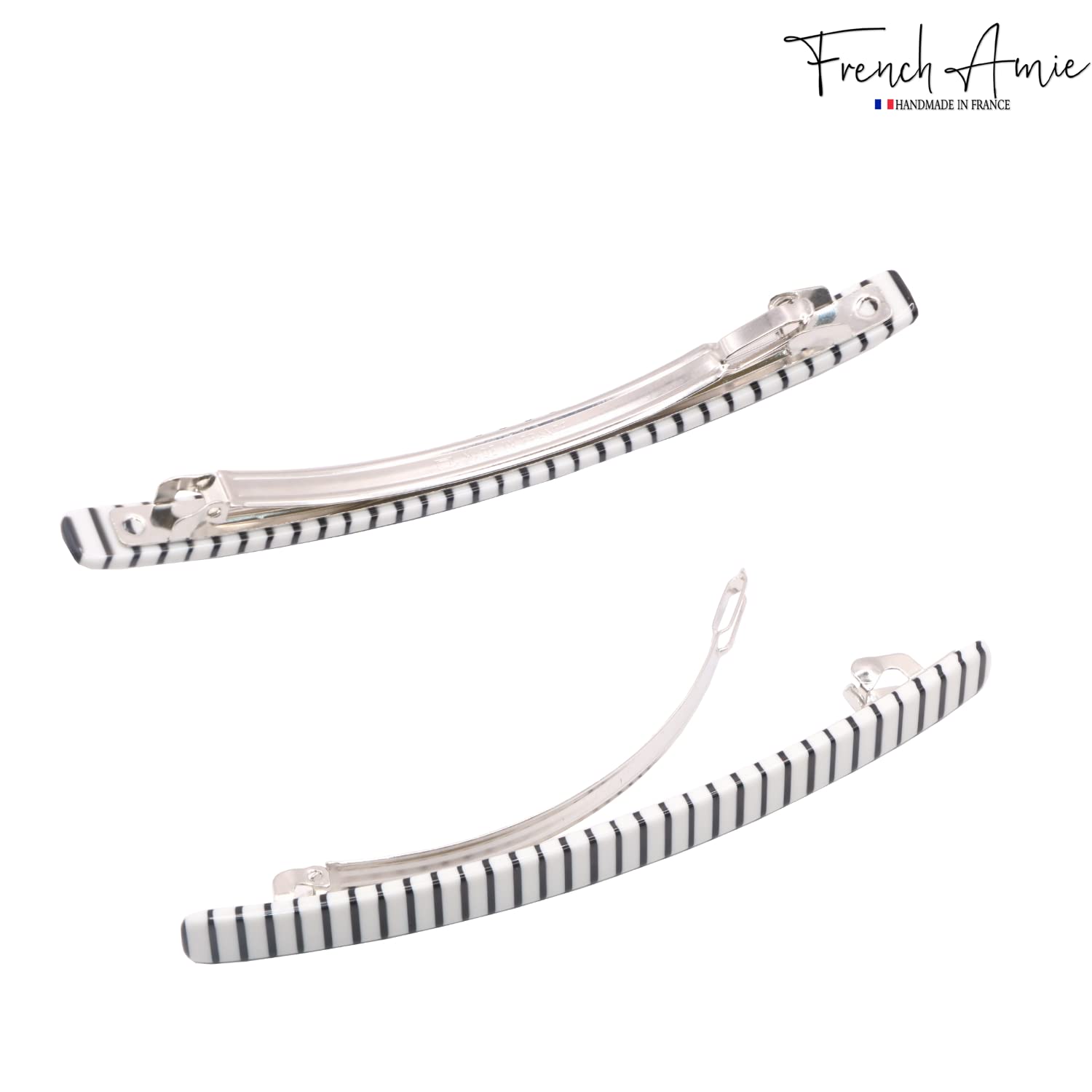 French Amie Long And Thin Large 4” Cellulose Handmade Hair Clip Barrette