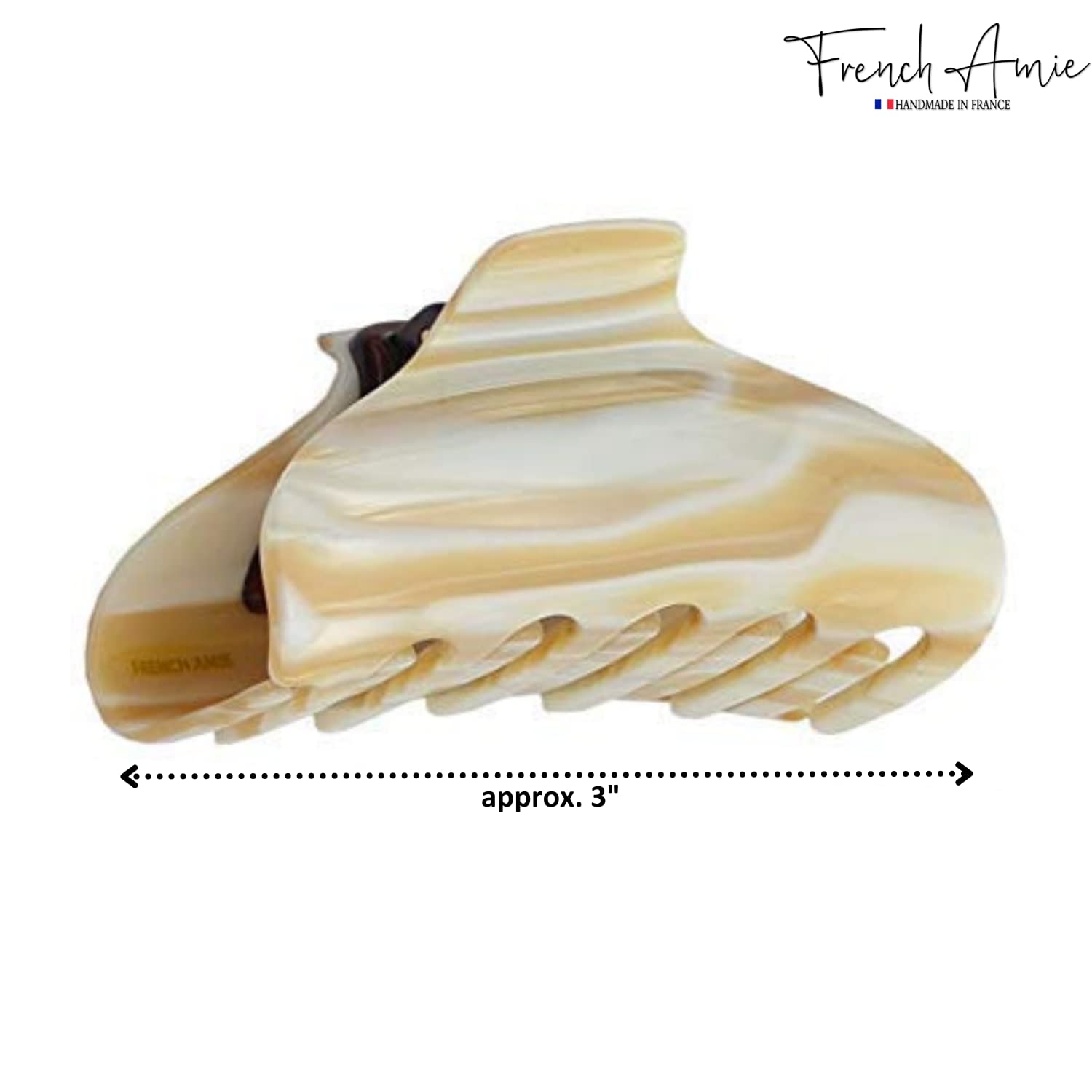 French Amie Tubular Wide Large Handmade Cellulose Jaw Hair Claw for Women