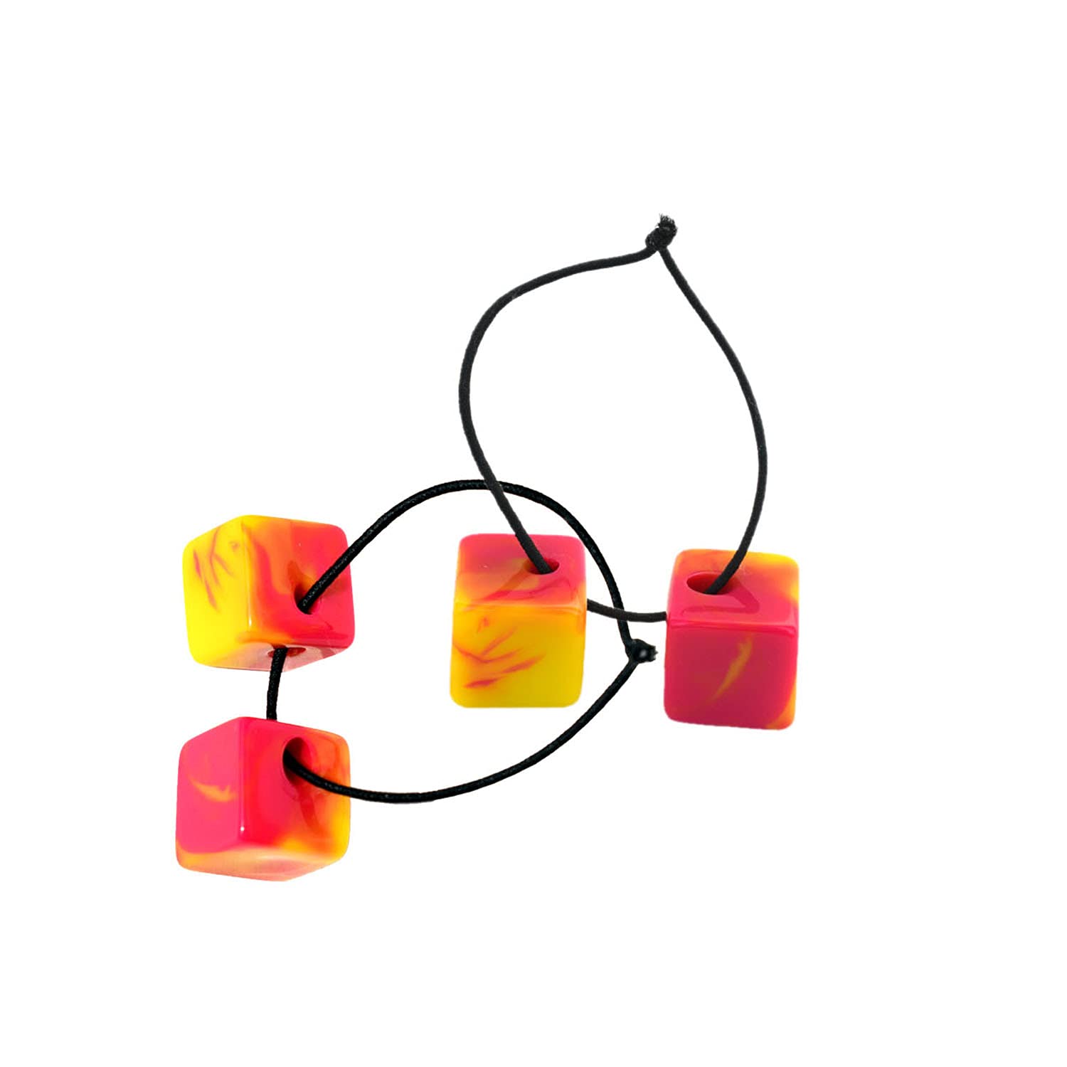 Parcelona French Twin Cube Small Cellulose Acetate Elastic Hair Ties (2 Pcs)