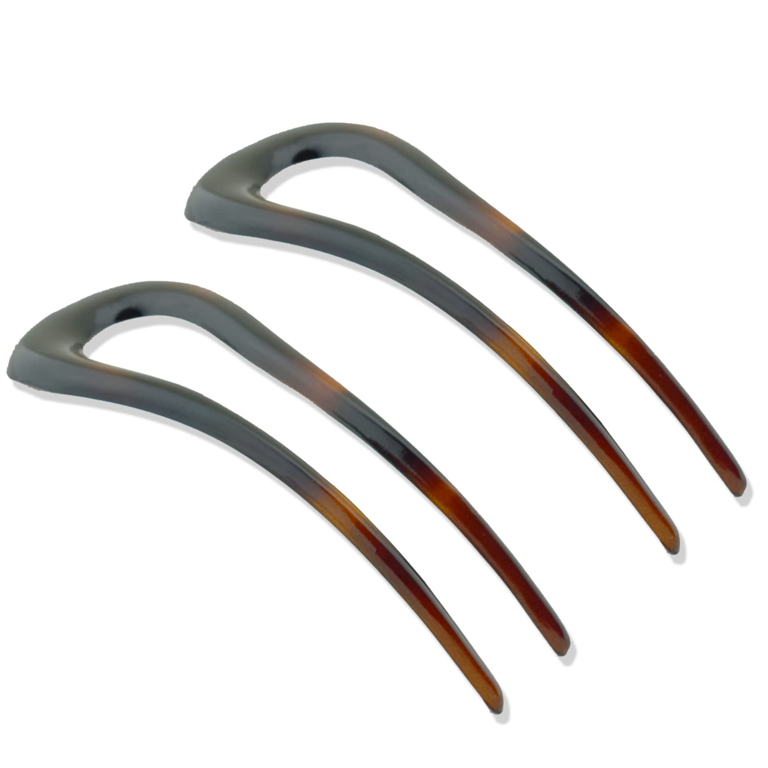 Parcelona French Curved U Large Cellulose Chignon Wavy Hair Stick for Women
