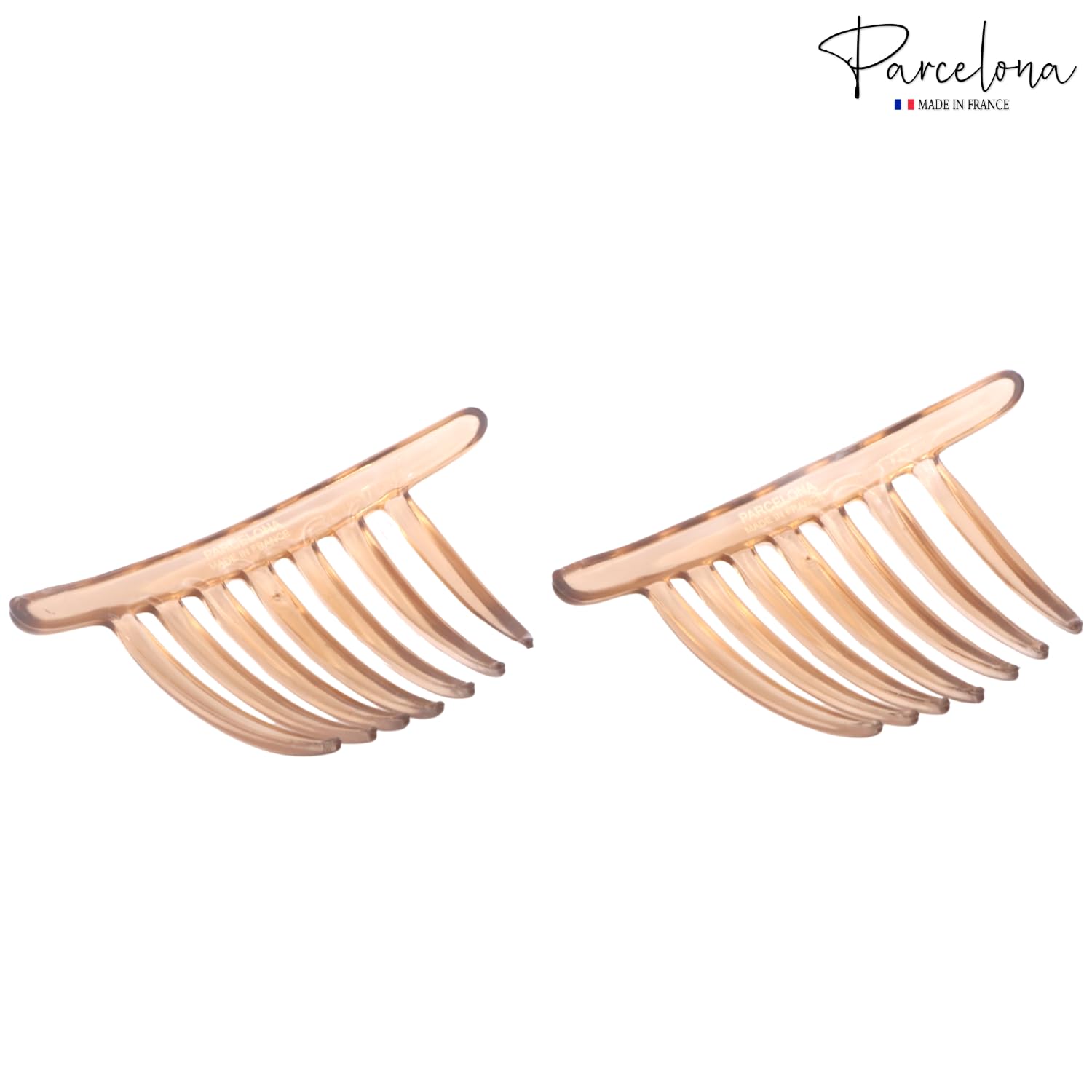 Parcelona French Twist 7 Teeth Large Cellulose Side Hair Combs for Women(2 Pcs)