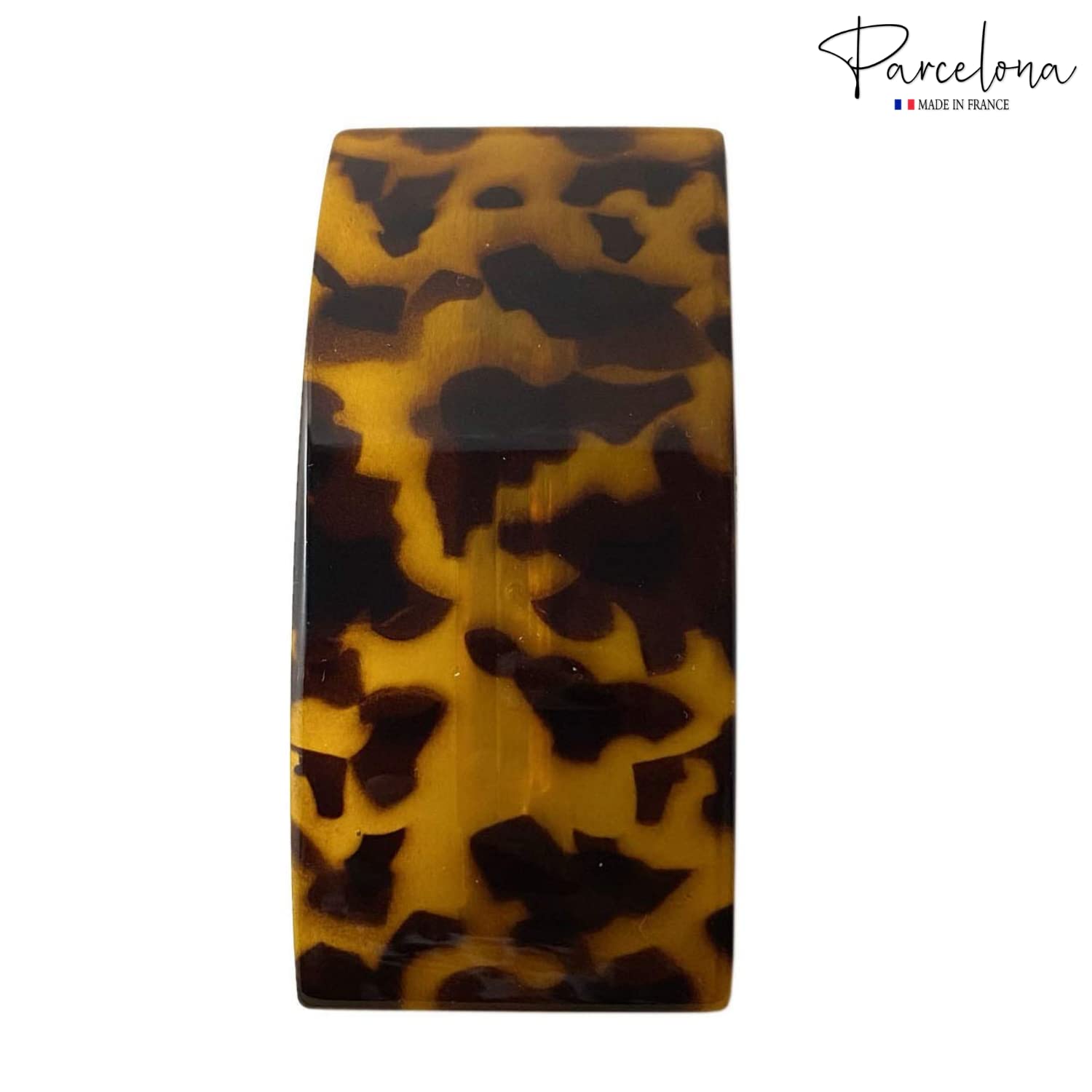Parcelona French Broad Rectangle Light Brown Extra Large Wide Hair Barrette