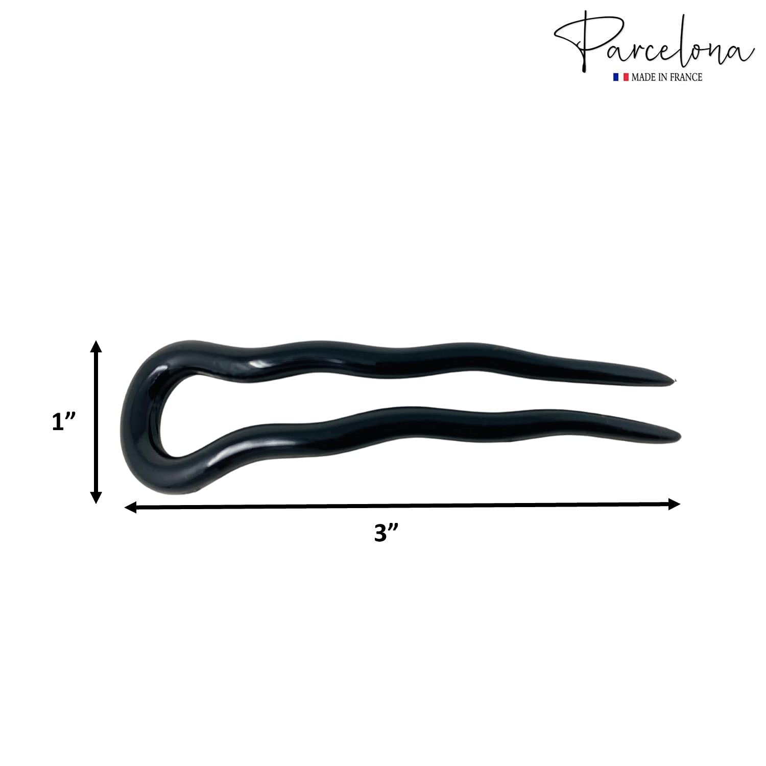 Parcelona French Mystic Large 3" Cellulose Chignon U Shaped Hair Pins(Set of 3)