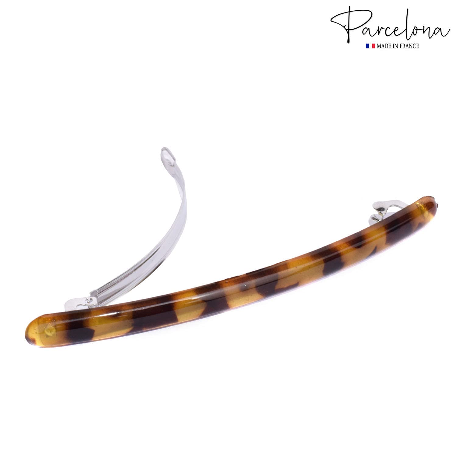Parcelona French Skinny Rounded Large Cellulose Hair Barrettes for Women(2 Pcs)